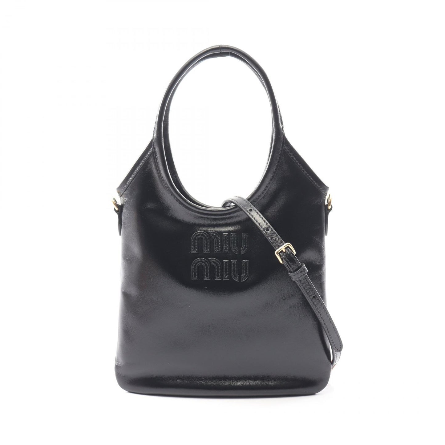 アイビー ハンドバッグ レザー ブラック ミュウミュウ バッグ miu miu