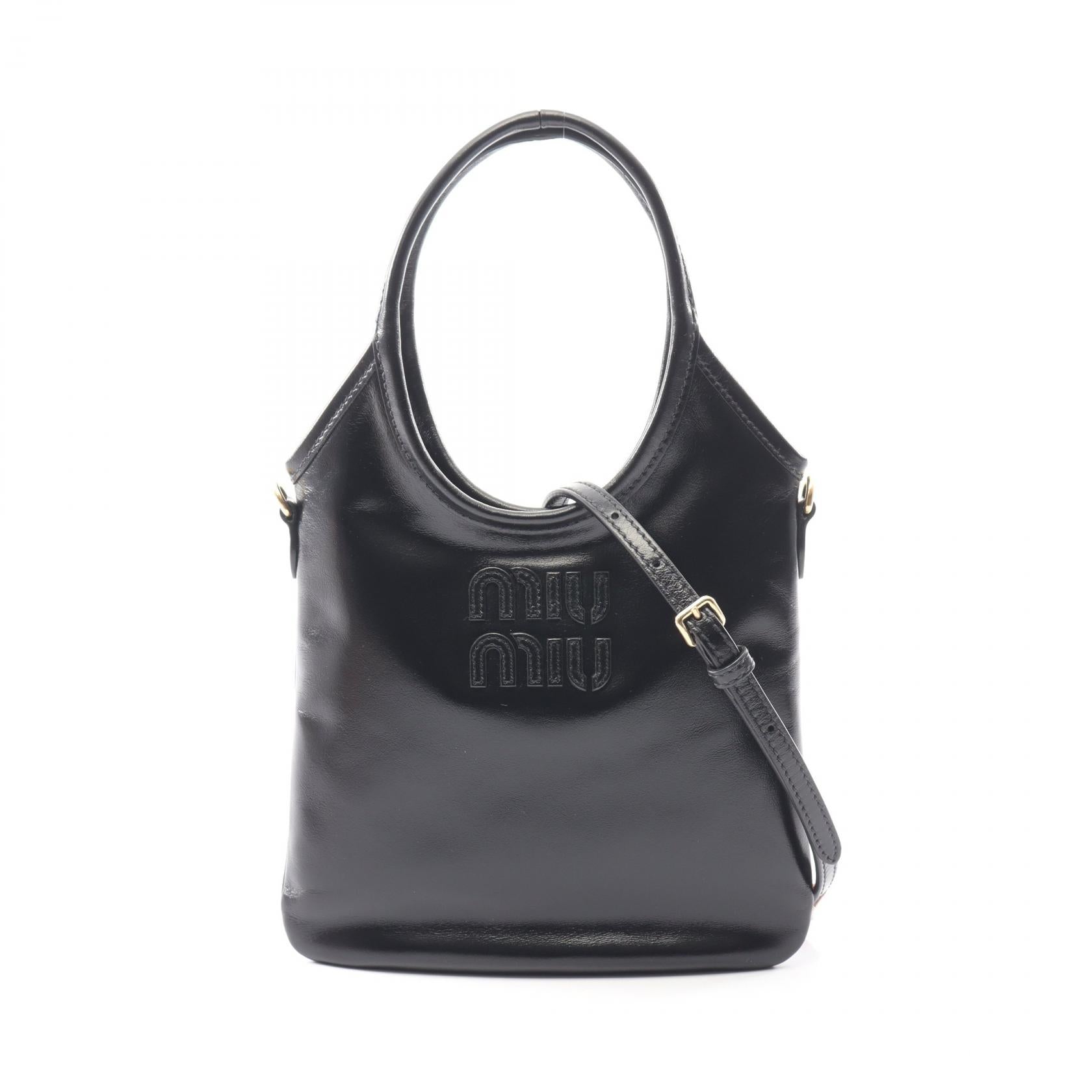 アイビー ハンドバッグ レザー ブラック ミュウミュウ バッグ miu miu