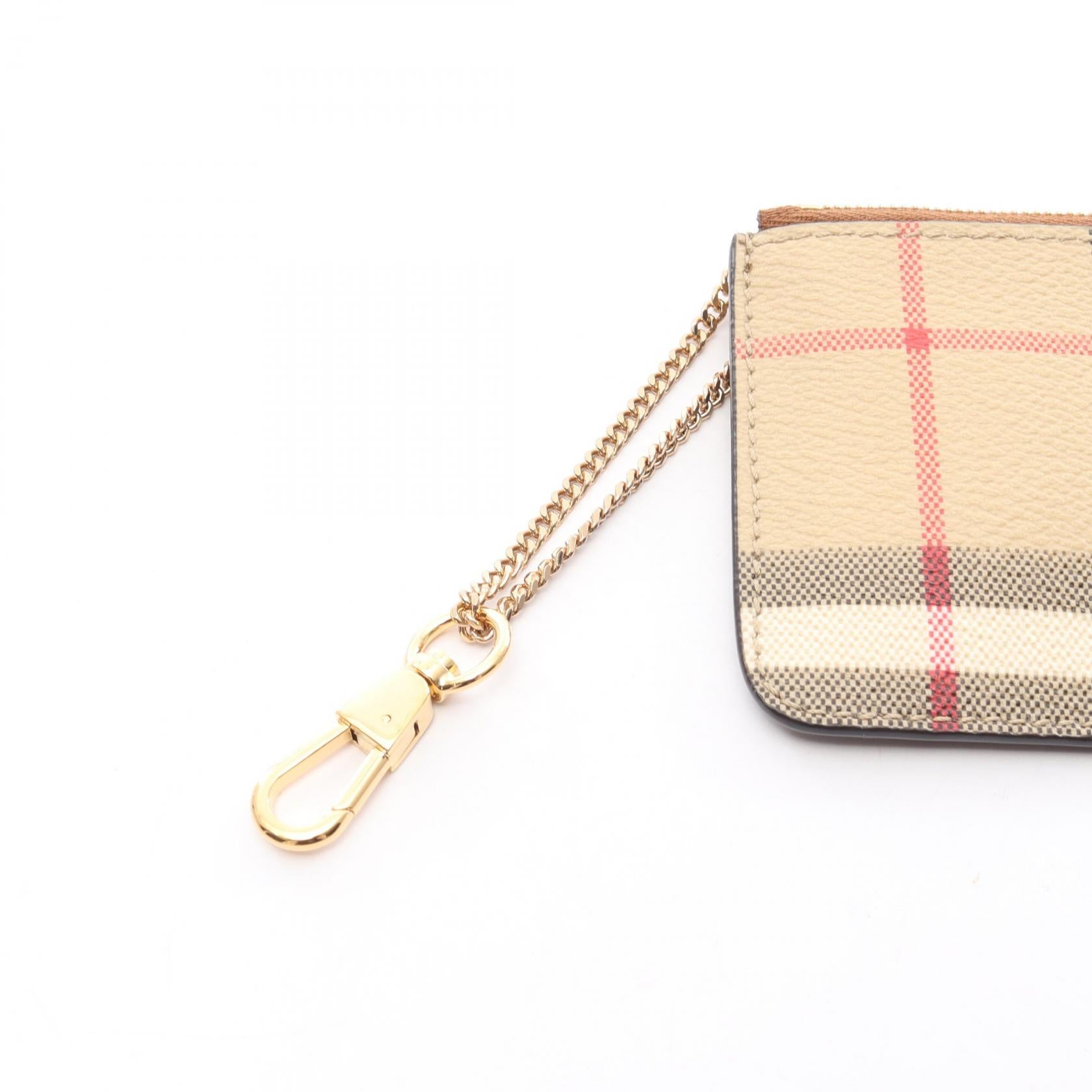 ヴィンテージチェック コインケース レザー PVC ベージュ マルチカラー