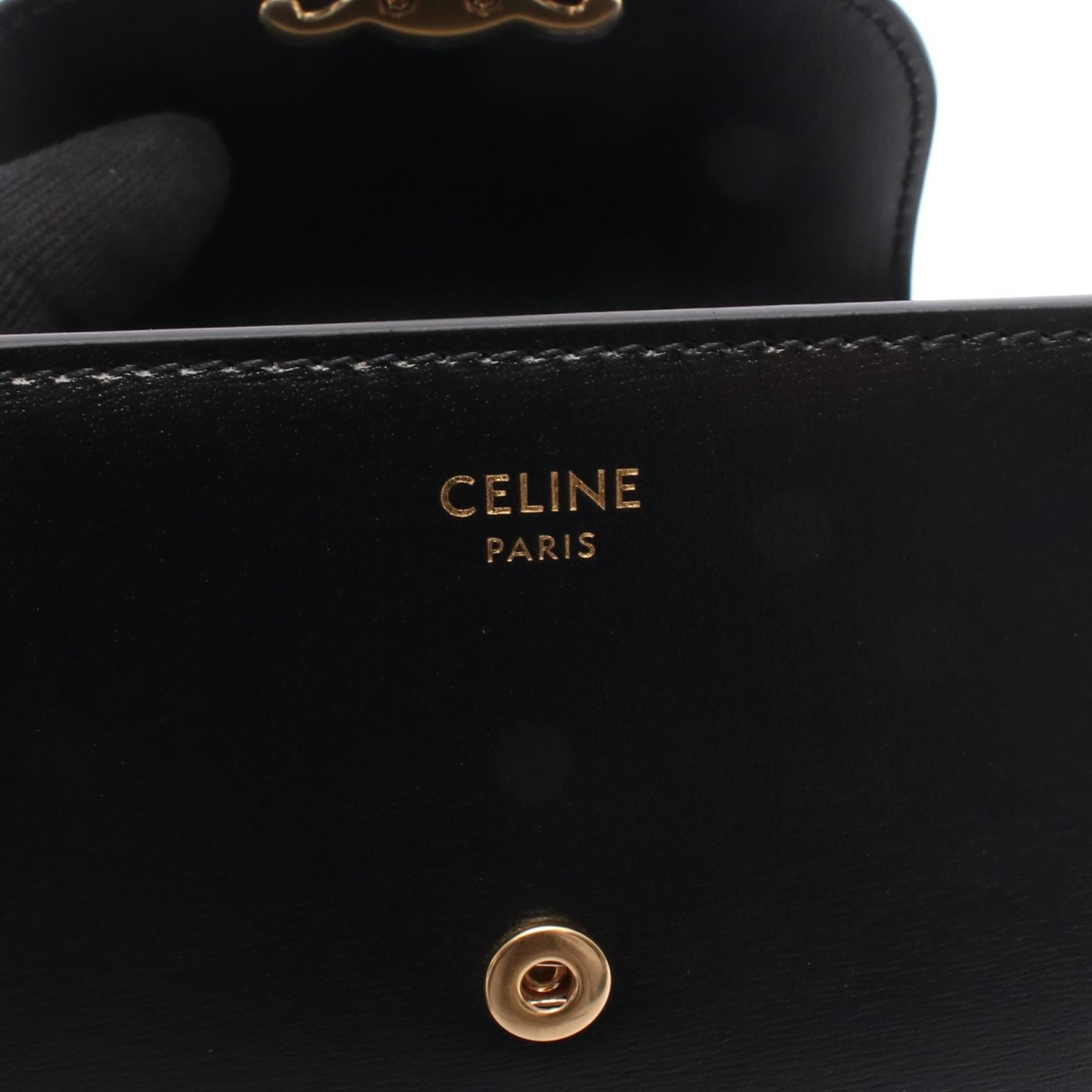 トリオンフ スモールフラップウォレット 三つ折り財布 レザー ブラック