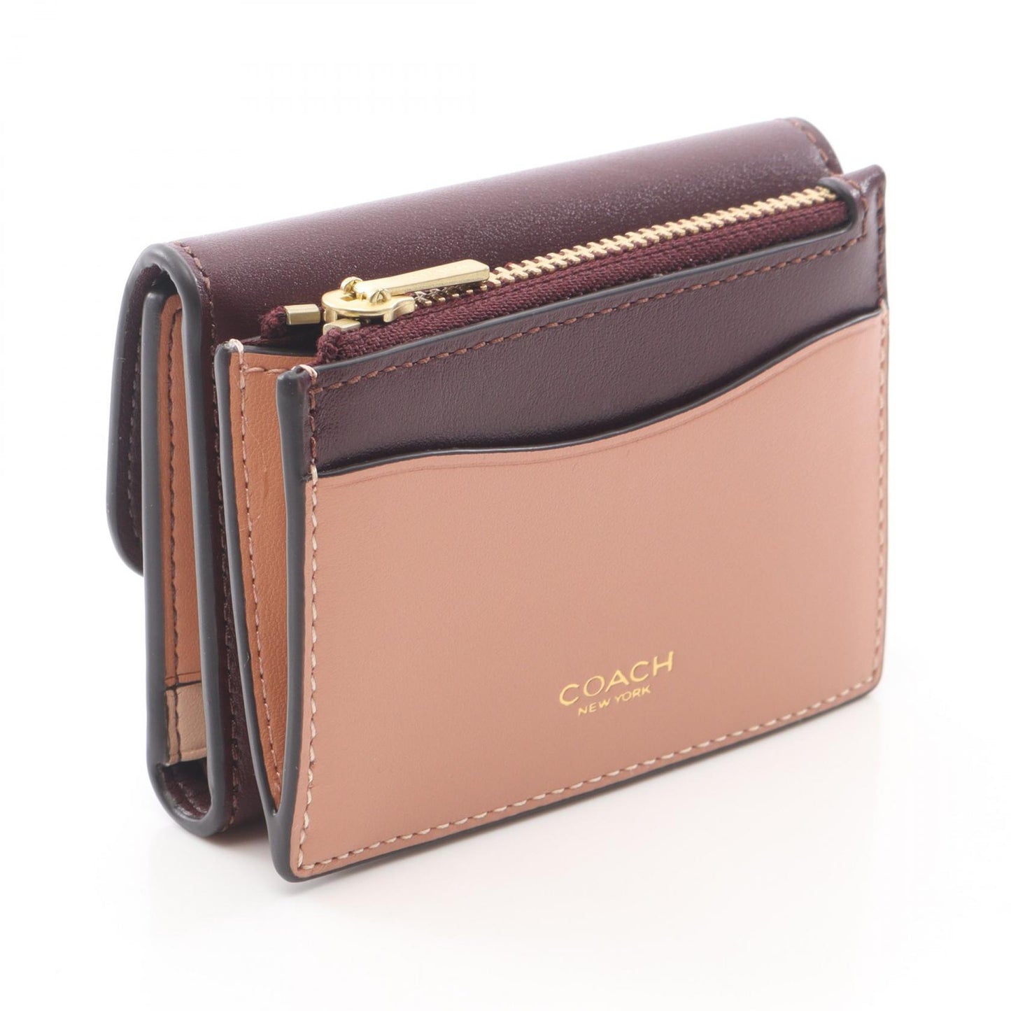 エッセンシャル 三つ折り財布 レザー ボルドー ピンク コーチ 財布・小物 COACH