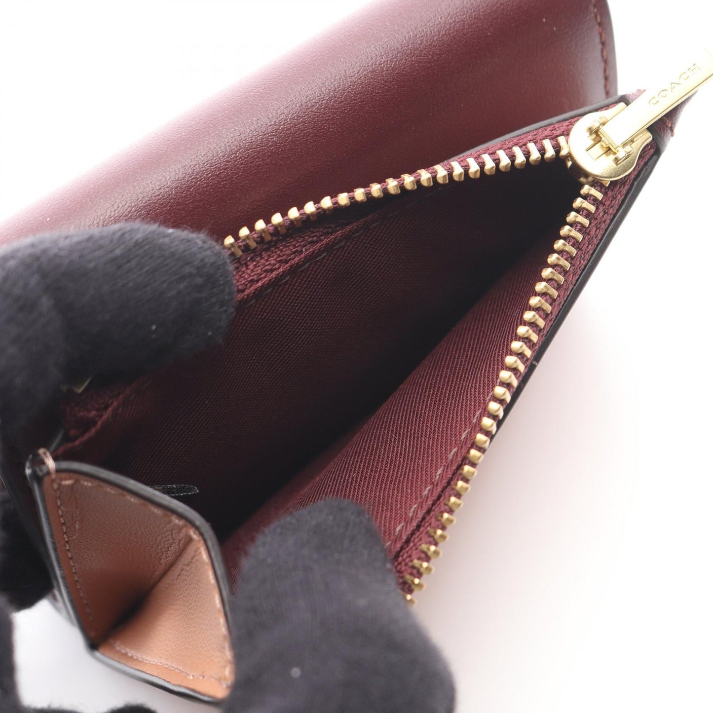 エッセンシャル 三つ折り財布 レザー ボルドー ピンク コーチ 財布・小物 COACH