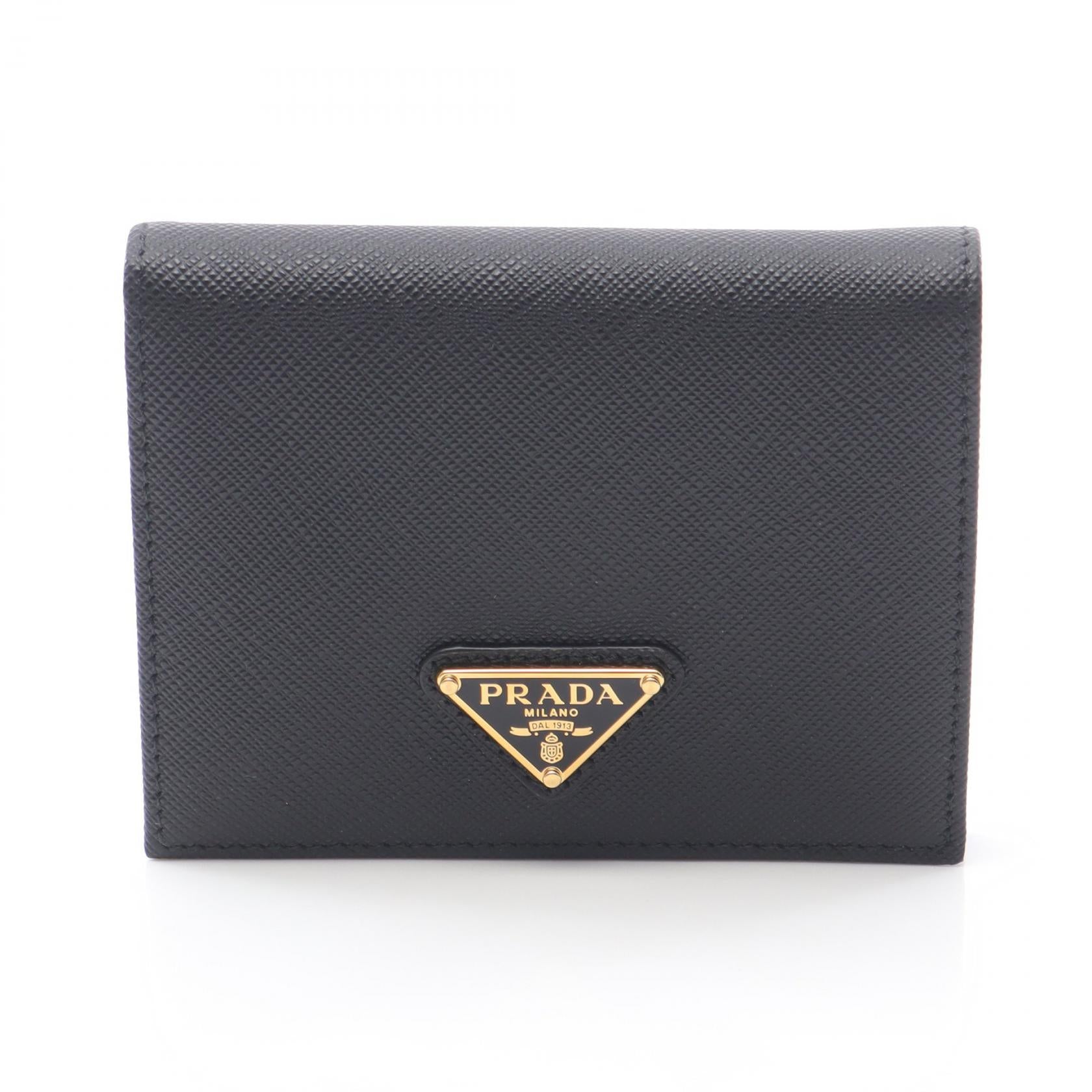 SAFFIANO TRIANG 二つ折り財布 サフィアーノレザー ブラック プラダ 財布・小物 PRADA