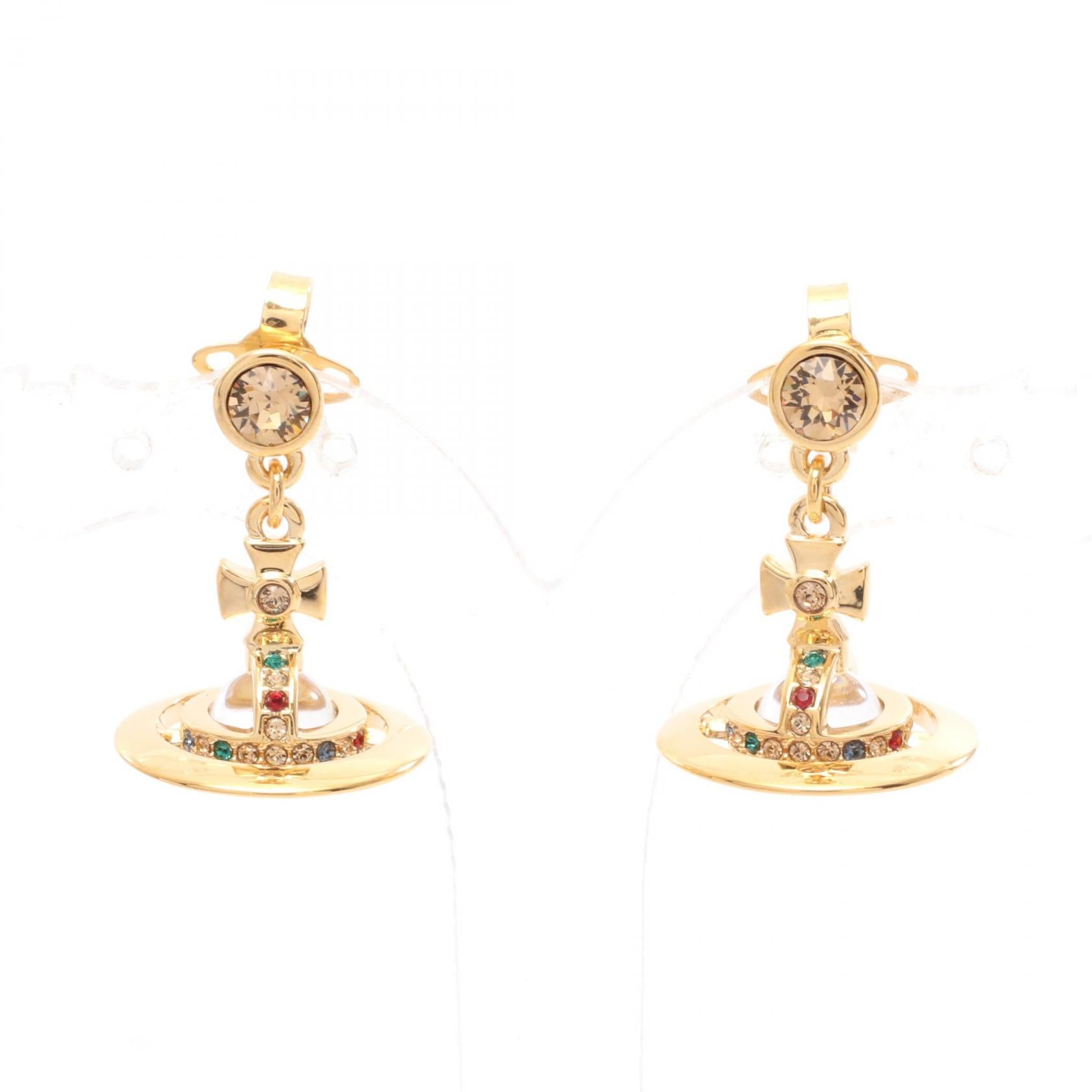 NEW PETITE ORB オーブ ピアス GP（ゴールドメッキ） ラインストーン ゴールド マルチカラー ヴィヴィアンウエストウッド アクセサリー Vivienne Westwood