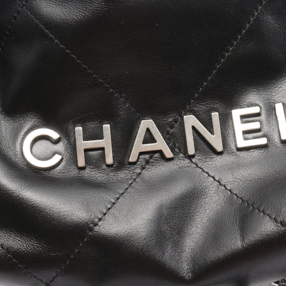 CHANEL 22 ミニ チェーンショルダーバッグ レザー ブラック シルバー金具 2WAY シャネル バッグ CHANEL