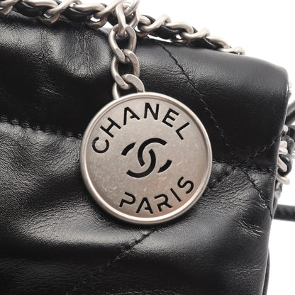 CHANEL 22 ミニ チェーンショルダーバッグ レザー ブラック シルバー金具 2WAY シャネル バッグ CHANEL