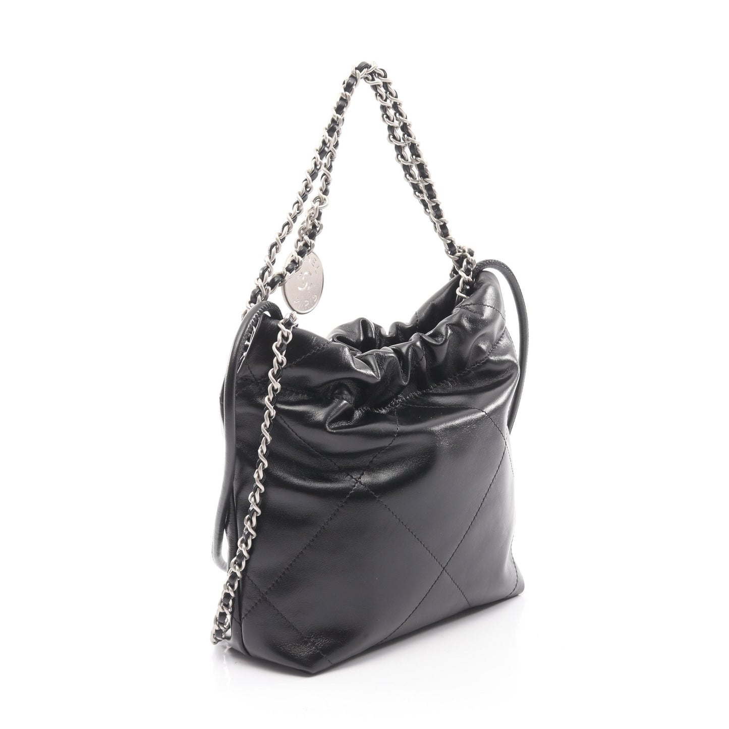 CHANEL 22 ミニ チェーンショルダーバッグ レザー ブラック シルバー金具 2WAY シャネル バッグ CHANEL