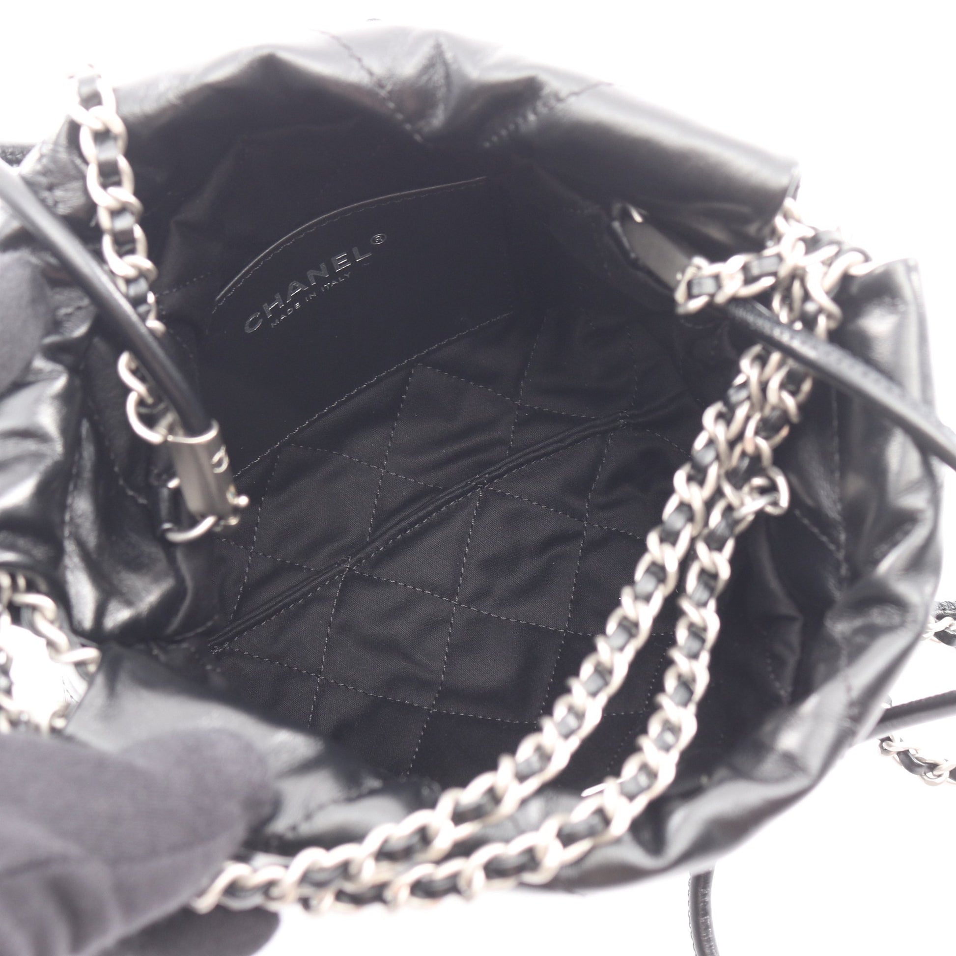 CHANEL 22 ミニ チェーンショルダーバッグ レザー ブラック シルバー金具 2WAY シャネル バッグ CHANEL