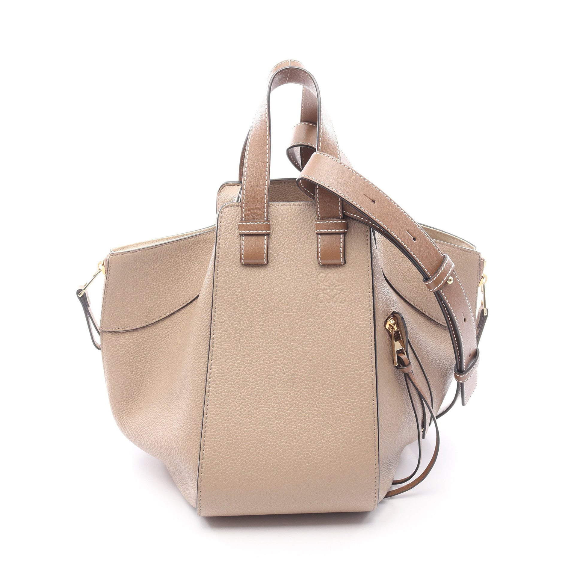 ハンモックバッグ スモール ハンドバッグ レザー グレーベージュ ブラウン 2WAY ロエベ バッグ LOEWE