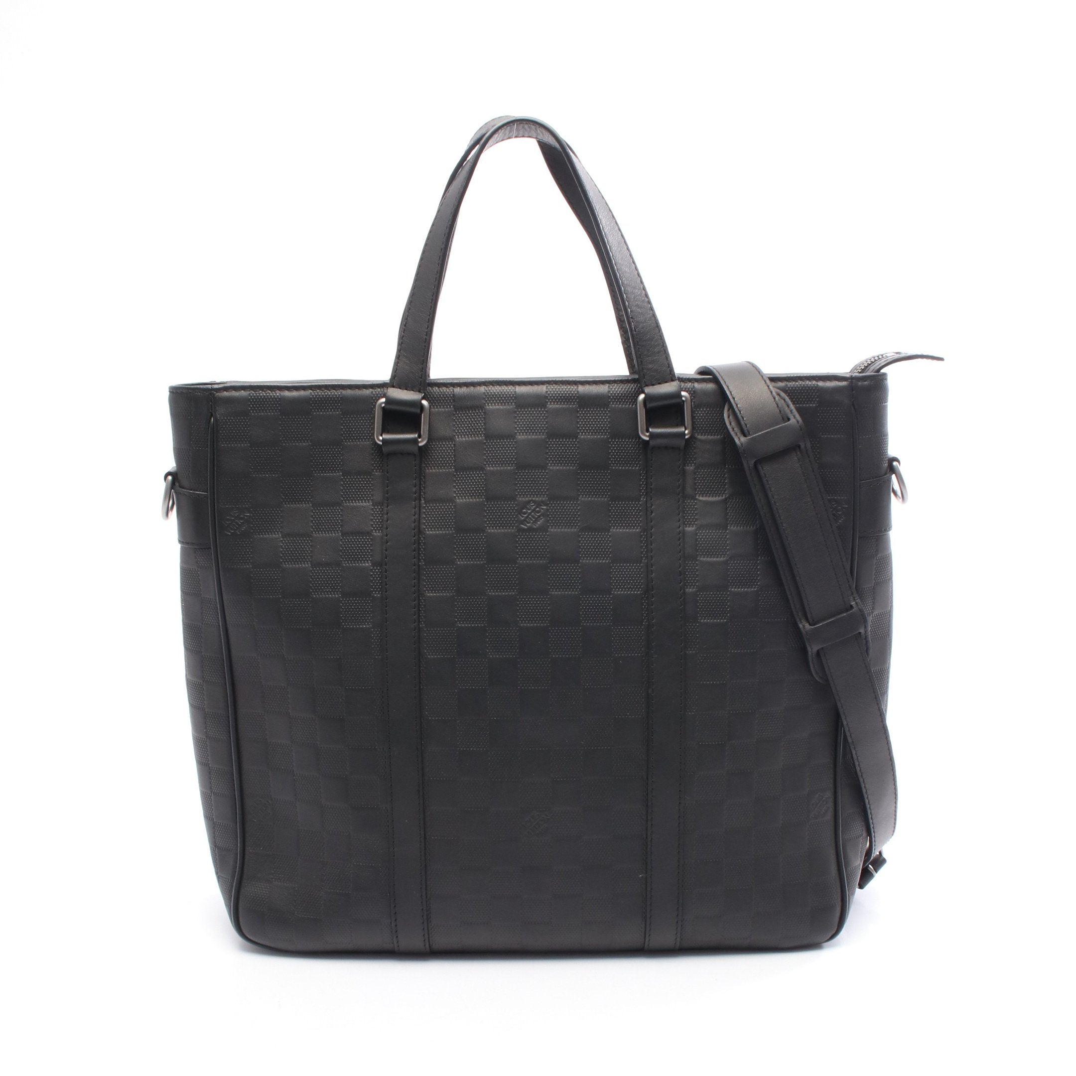 【ジャンク品】ルイヴィトン タダオPM ダミエアンフィニ ブラック レザー タダオPM ダミエアンフィニ ハンドバッグ トートバッグ レザー