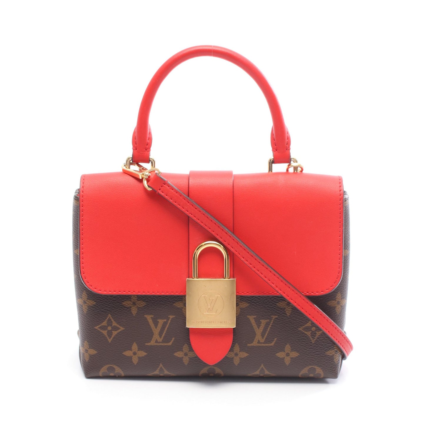 ロッキーBB モノグラム コクリコ ハンドバッグ PVC レザー ブラウン レッド 2WAY ルイヴィトン バッグ LOUIS VUITTON