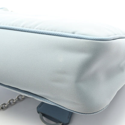 Re-Edition 2005 チェーンショルダーバッグ ナイロン サフィアーノレザー ライトブルー 2WAY プラダ バッグ PRADA