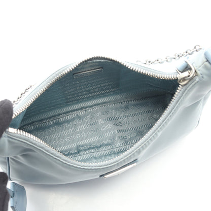 Re-Edition 2005 チェーンショルダーバッグ ナイロン サフィアーノレザー ライトブルー 2WAY プラダ バッグ PRADA