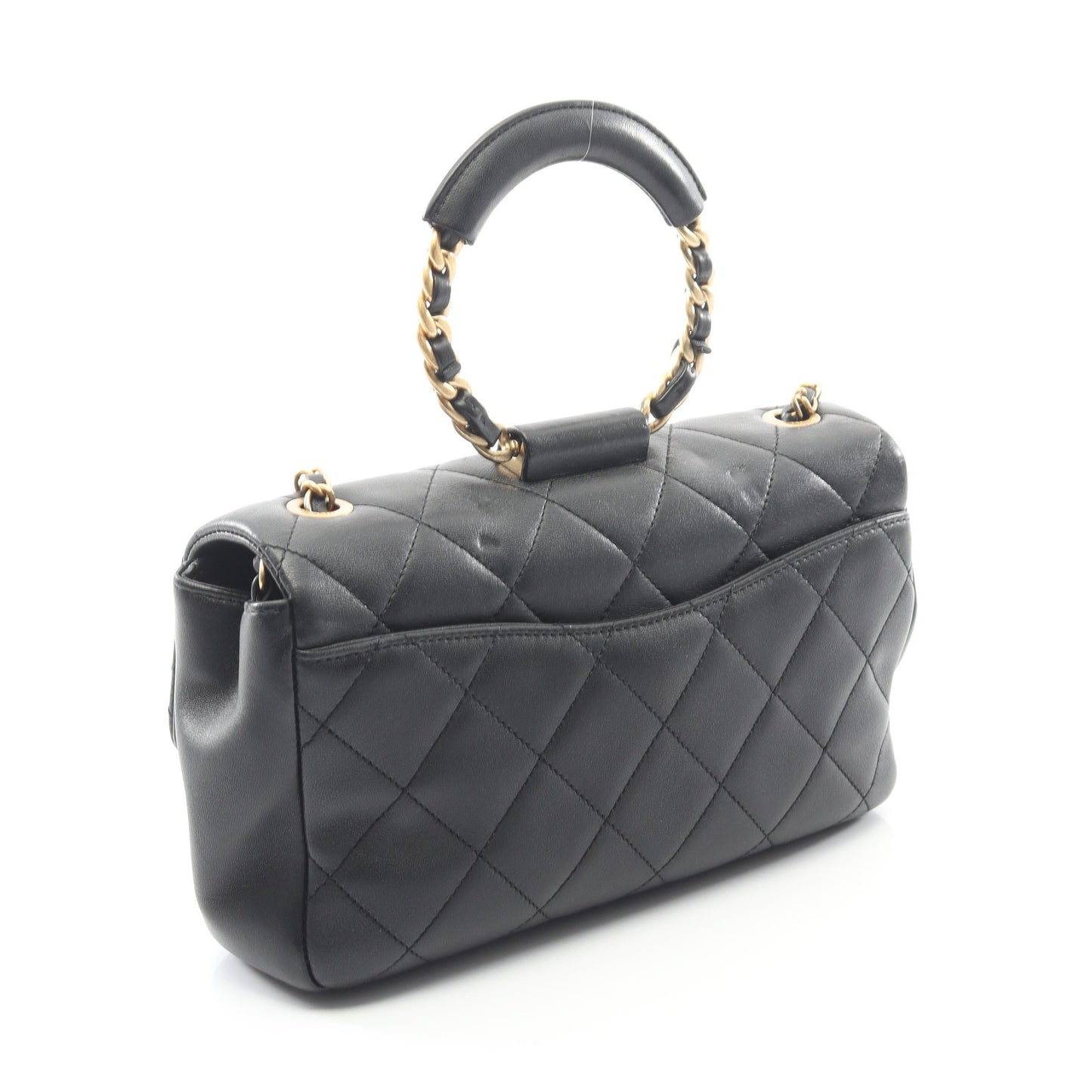 マトラッセ チェーンショルダーバッグ ラムスキン ブラック ゴールド金具 2WAY シャネル バッグ CHANEL