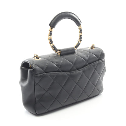 マトラッセ チェーンショルダーバッグ ラムスキン ブラック ゴールド金具 2WAY シャネル バッグ CHANEL