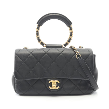 マトラッセ チェーンショルダーバッグ ラムスキン ブラック ゴールド金具 2WAY シャネル バッグ CHANEL
