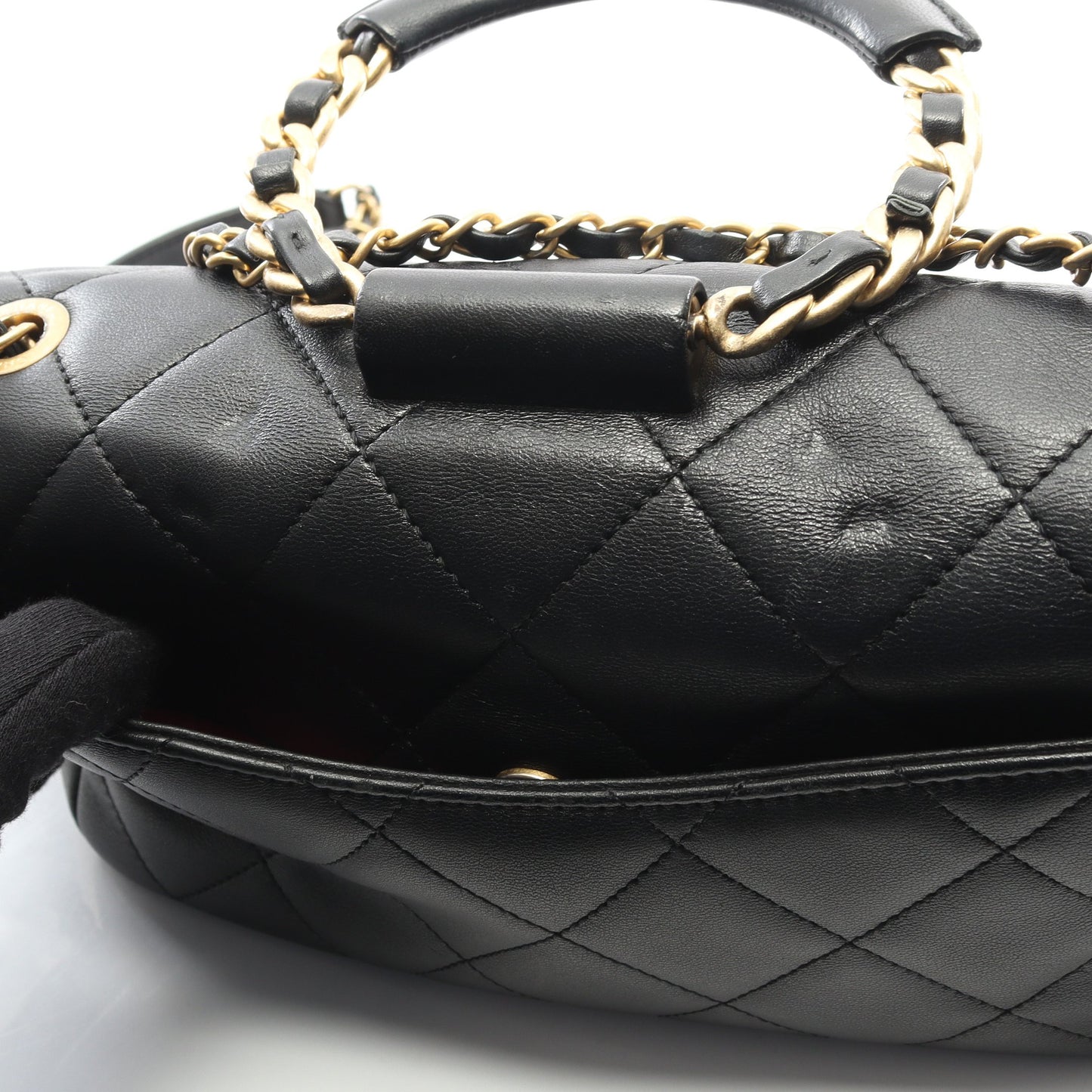 マトラッセ チェーンショルダーバッグ ラムスキン ブラック ゴールド金具 2WAY シャネル バッグ CHANEL