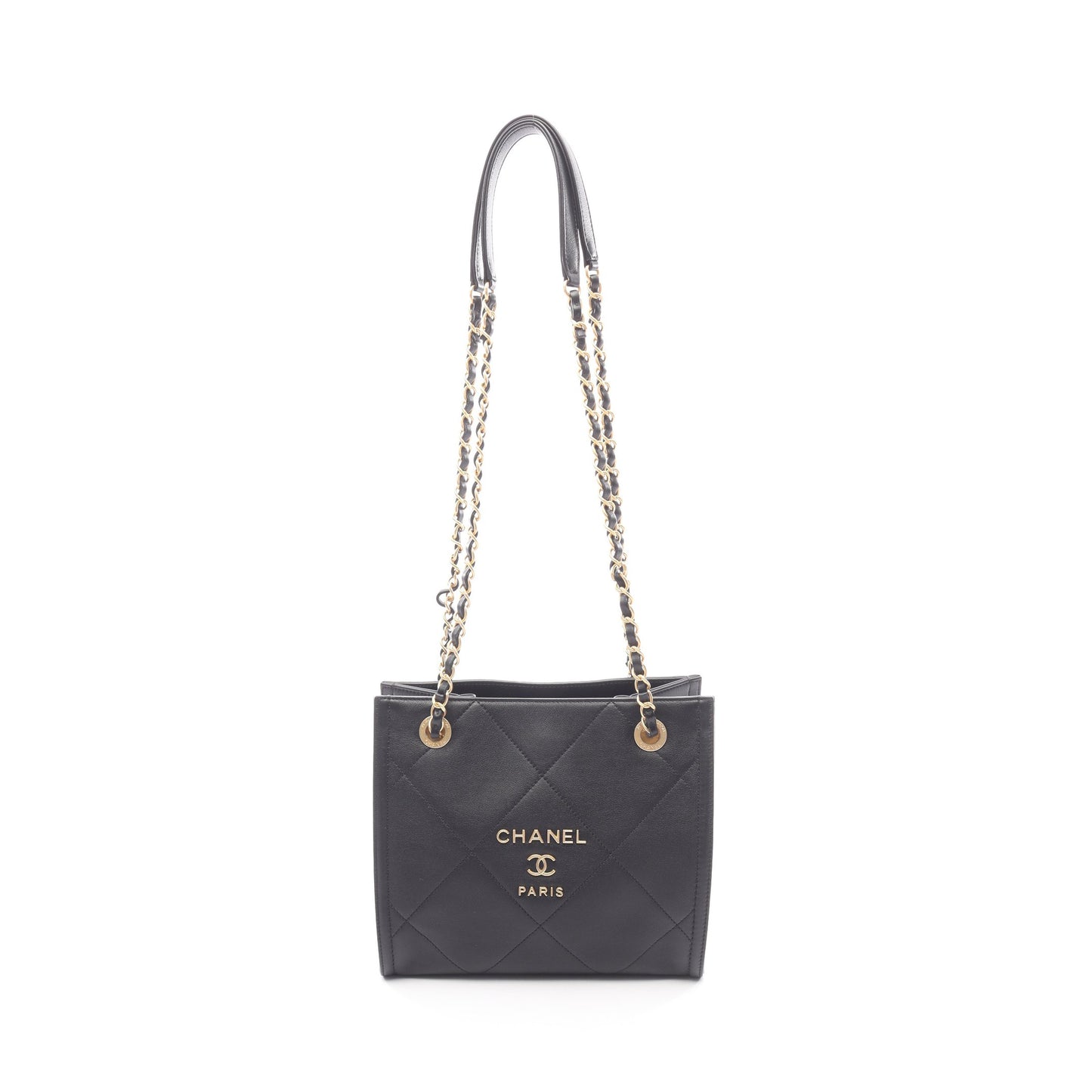 マトラッセ ショルダーバッグ トートバッグ レザー ブラック ゴールド金具 シャネル バッグ CHANEL