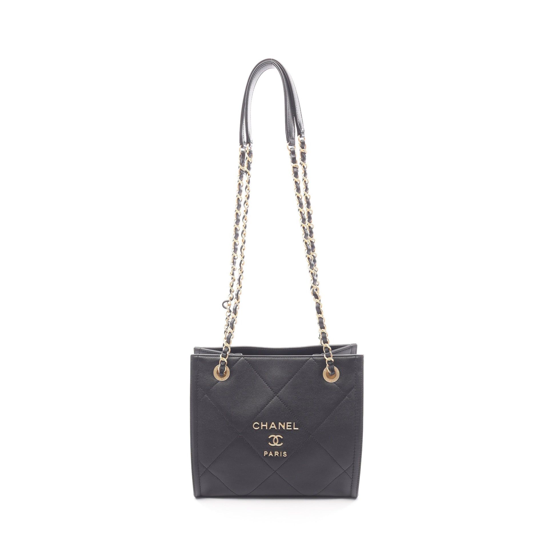 マトラッセ ショルダーバッグ トートバッグ レザー ブラック ゴールド金具 シャネル バッグ CHANEL