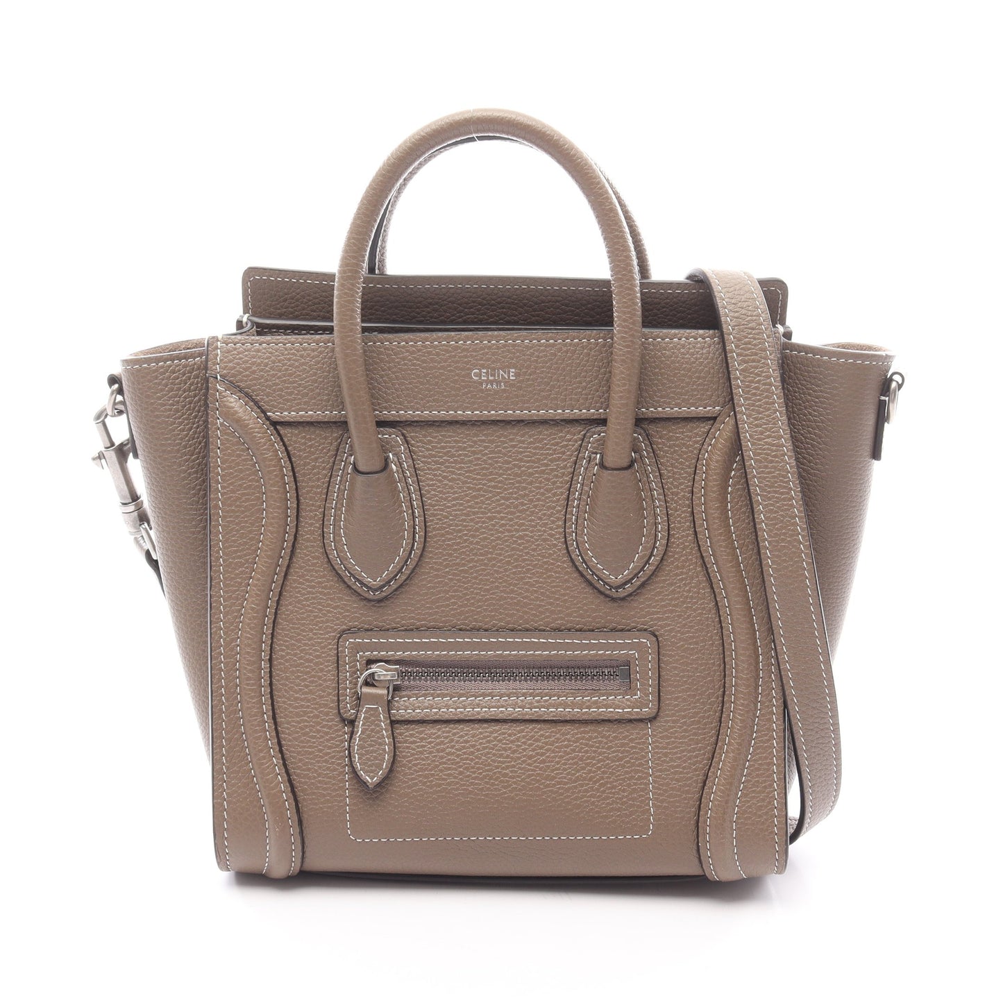 ラゲージ ナノショッパー ハンドバッグ レザー グレーブラウン 2WAY セリーヌ バッグ CELINE