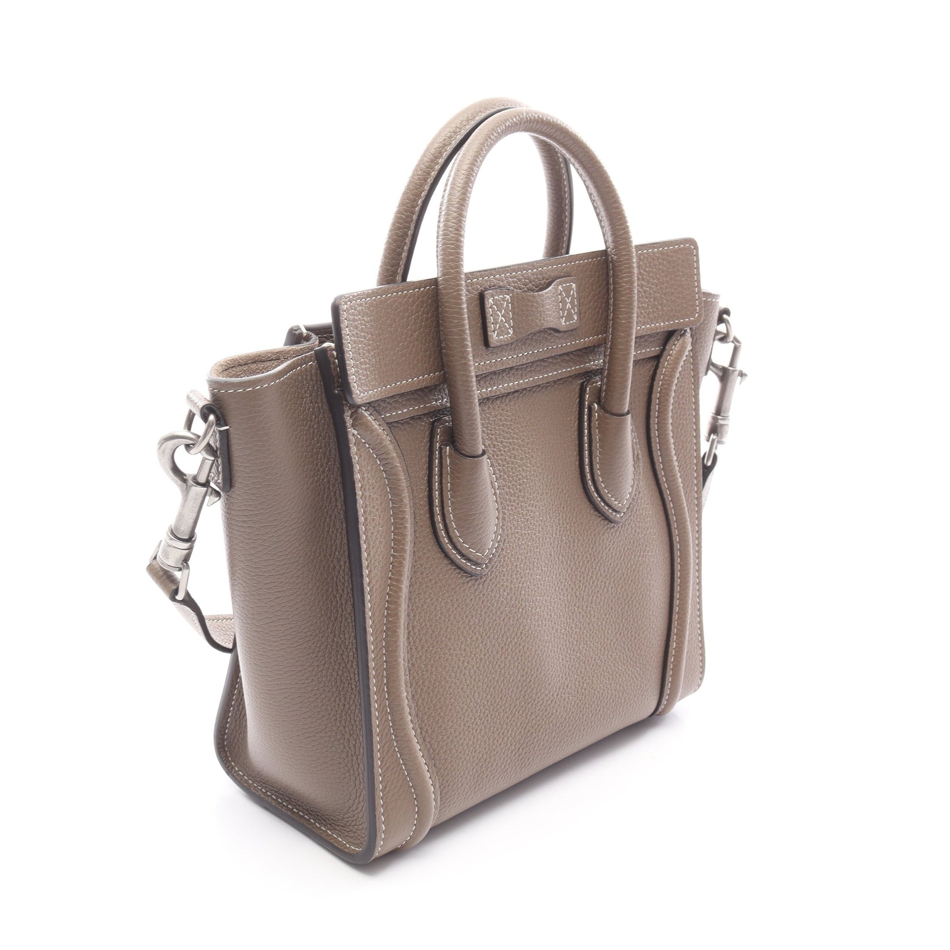 ラゲージ ナノショッパー ハンドバッグ レザー グレーブラウン 2WAY セリーヌ バッグ CELINE