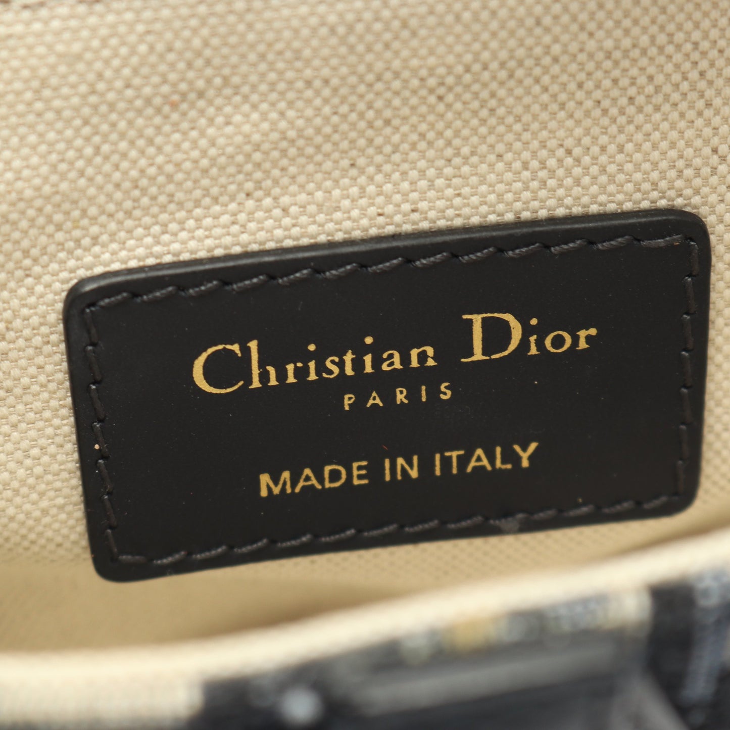 サドルバッグ ミニ オブリークジャカード ハンドバッグ キャンバス レザー アイボリー ネイビー クリスチャンディオール バッグ Christian Dior