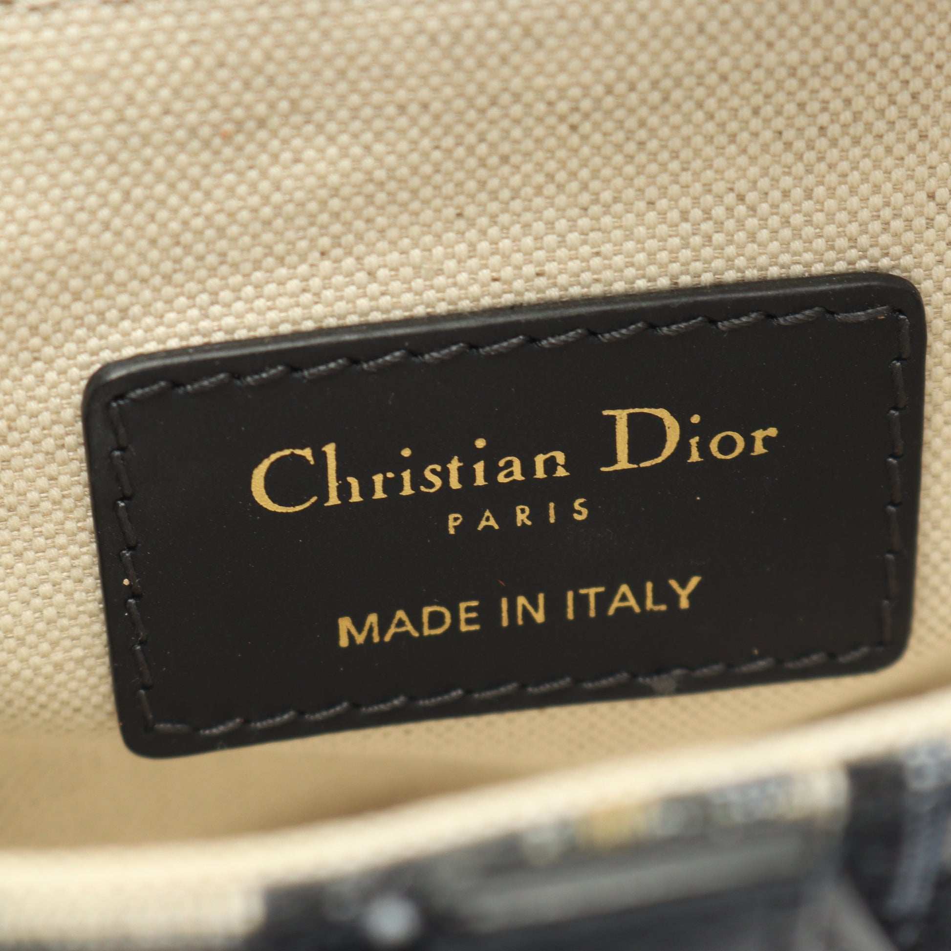 サドルバッグ ミニ オブリークジャカード ハンドバッグ キャンバス レザー アイボリー ネイビー クリスチャンディオール バッグ Christian Dior