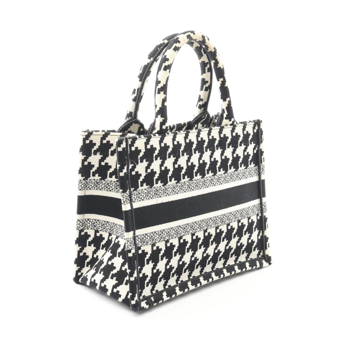 BOOK TOTE ブックトート スモール ハンドバッグ トートバッグ 千鳥格子 キャンバス ブラック ホワイト クリスチャンディオール バッグ Christian Dior