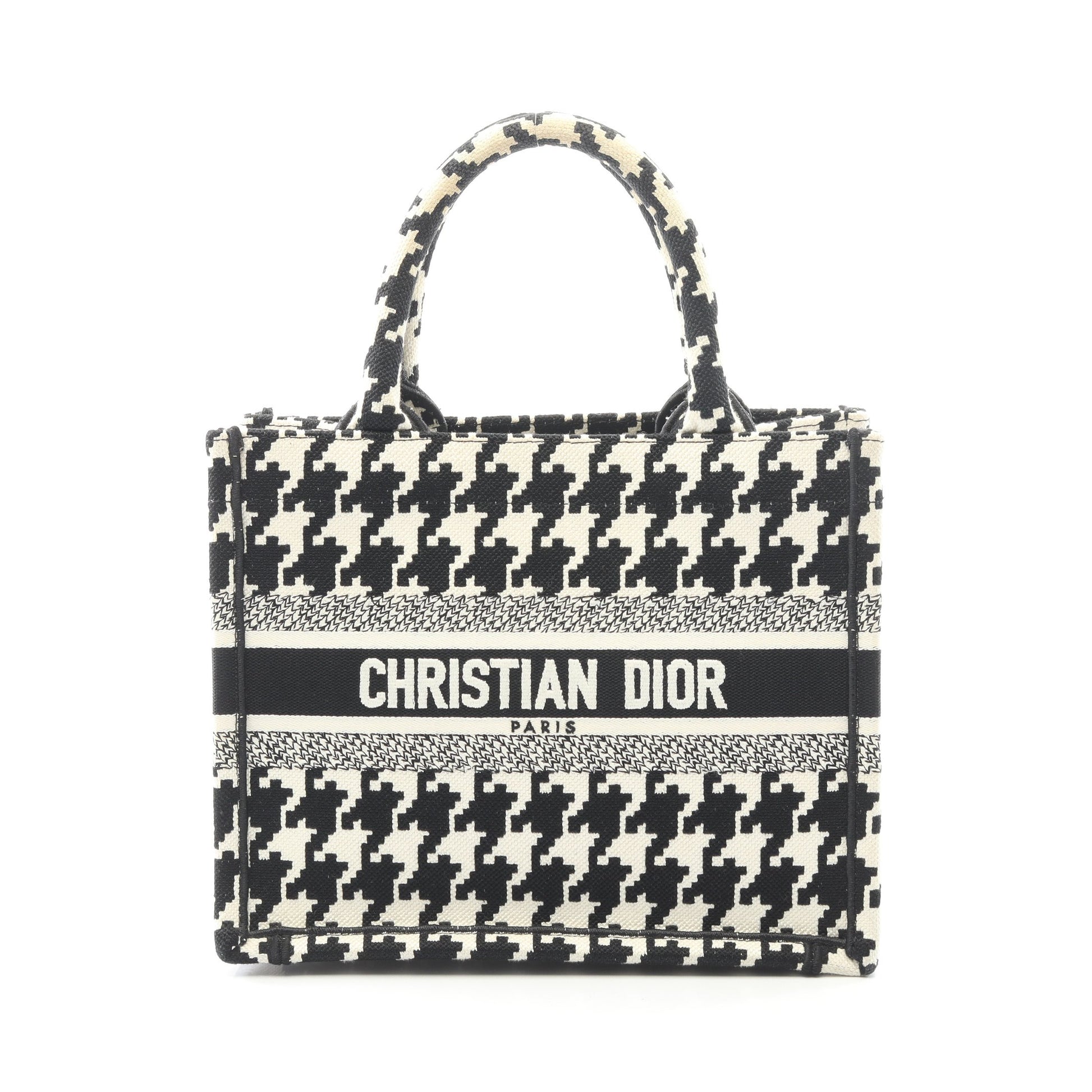 BOOK TOTE ブックトート スモール ハンドバッグ トートバッグ 千鳥格子 キャンバス ブラック ホワイト クリスチャンディオール バッグ Christian Dior