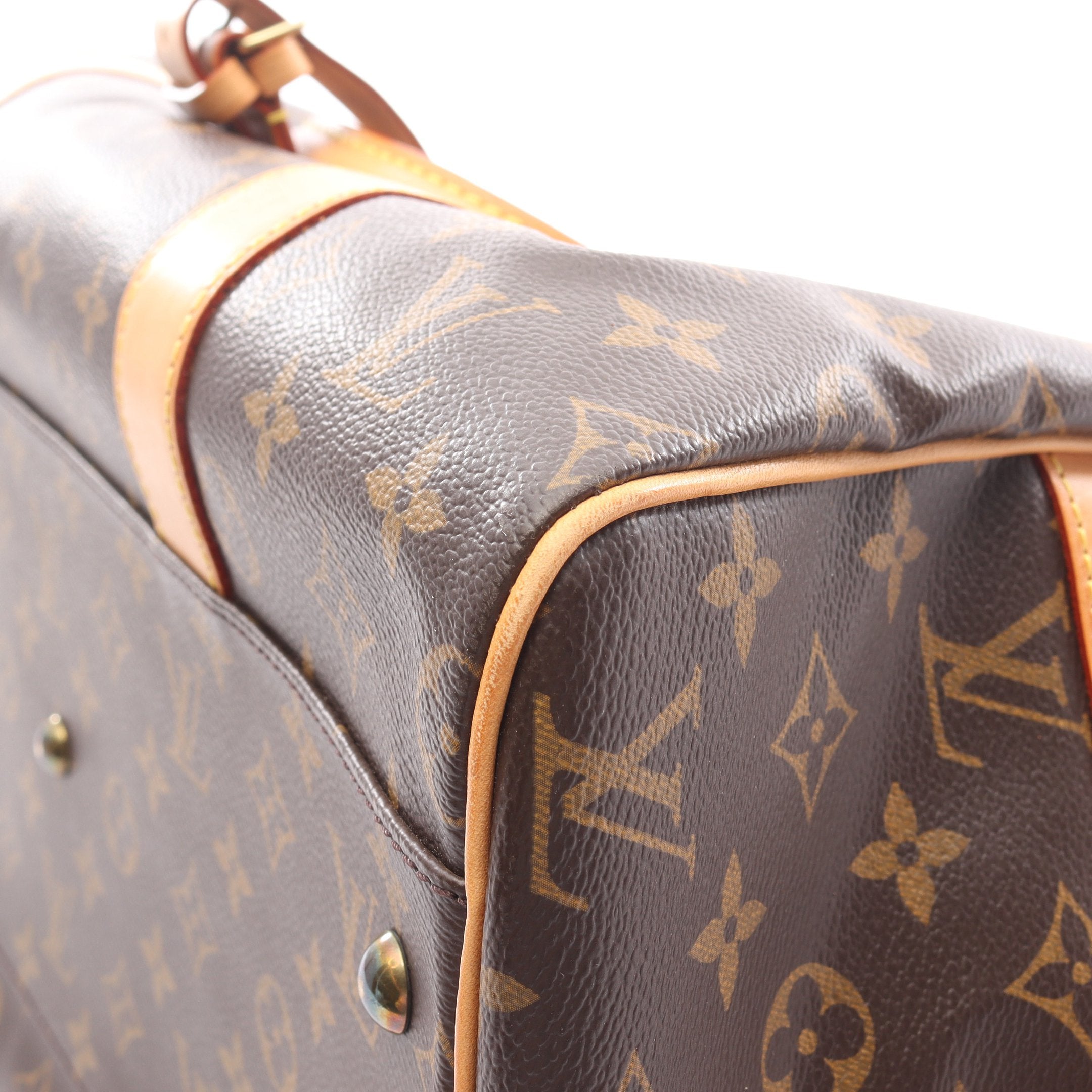 キャリーオール モノグラム ボストンバッグ PVC レザー ブラウン ルイ