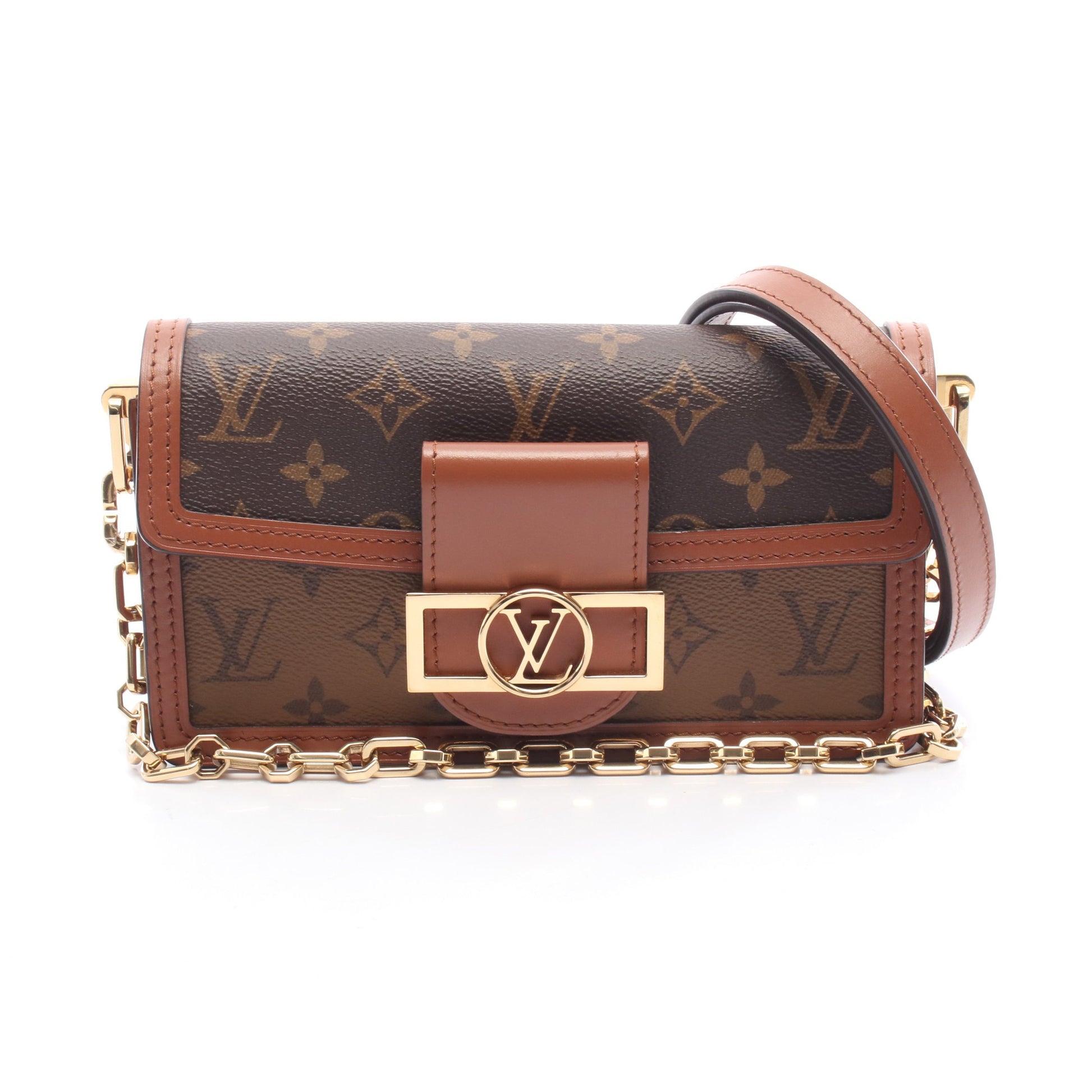 ドーフィーヌEW モノグラムリバース チェーンショルダーバッグ PVC レザー ブラウン 2WAY ルイヴィトン バッグ LOUIS VUITTON