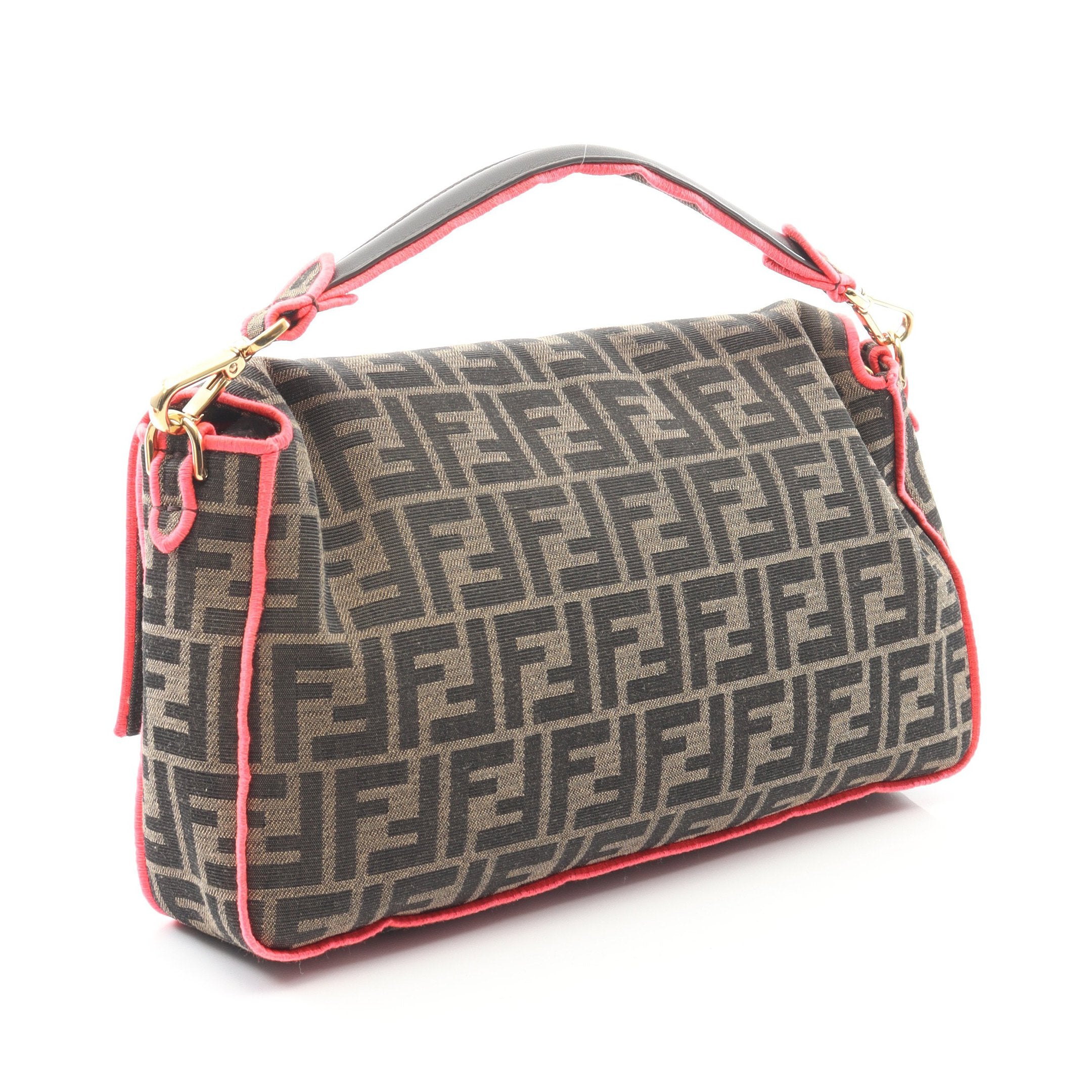 マンマバケット ズッカ ハンドバッグ キャンバス レザー ブラウン