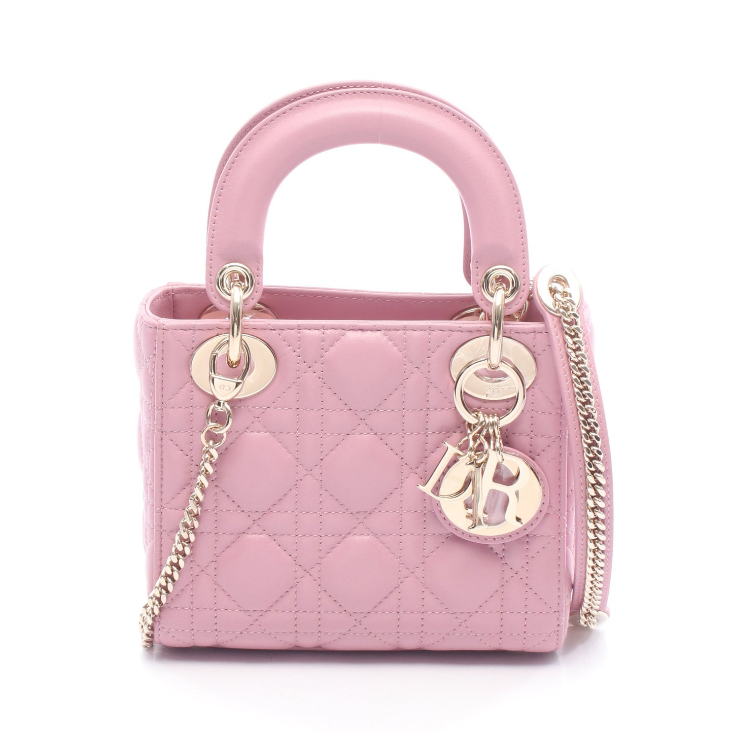 レディディオール ミニ カナージュ ハンドバッグ レザー ピンク 2WAY クリスチャンディオール バッグ Christian Dior