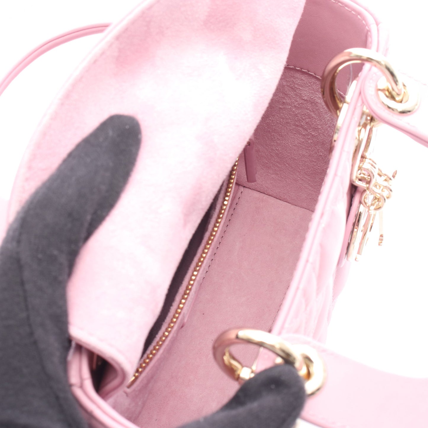 レディディオール ミニ カナージュ ハンドバッグ レザー ピンク 2WAY クリスチャンディオール バッグ Christian Dior
