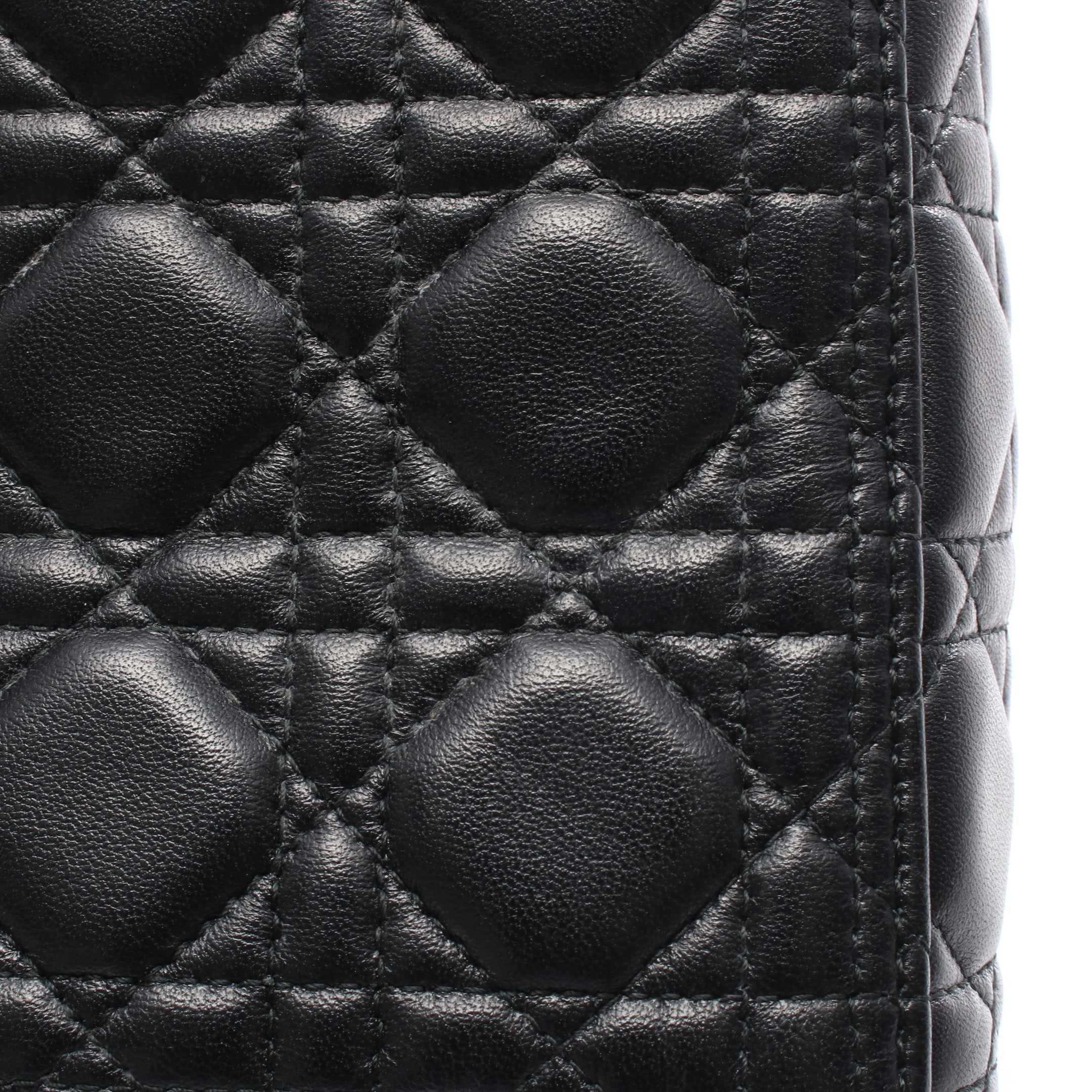 LADY DIOR レディディオール カナージュ ハンドバッグ レザー ブラック