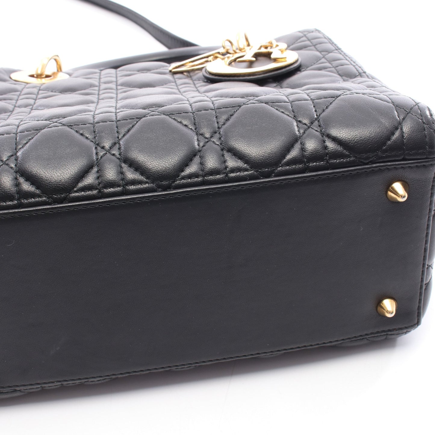 LADY DIOR レディディオール カナージュ ハンドバッグ レザー ブラック 2WAY クリスチャンディオール バッグ Christian Dior