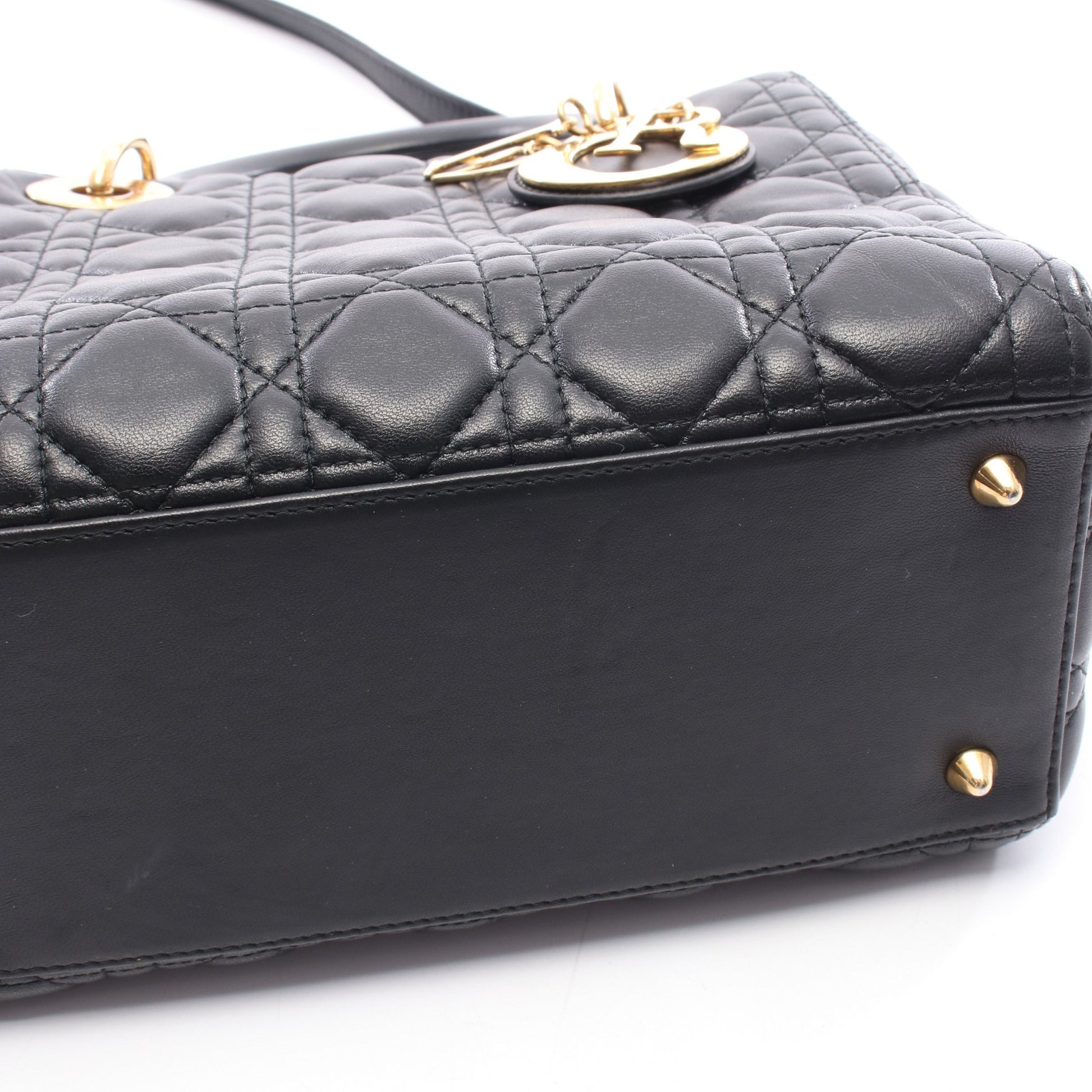 LADY DIOR レディディオール カナージュ ハンドバッグ レザー ブラック 2WAY クリスチャンディオール バッグ Christian Dior