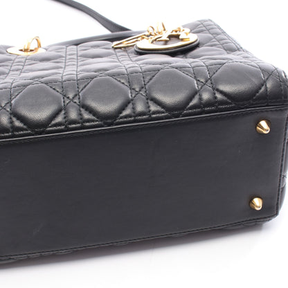 LADY DIOR レディディオール カナージュ ハンドバッグ レザー ブラック 2WAY クリスチャンディオール バッグ Christian Dior