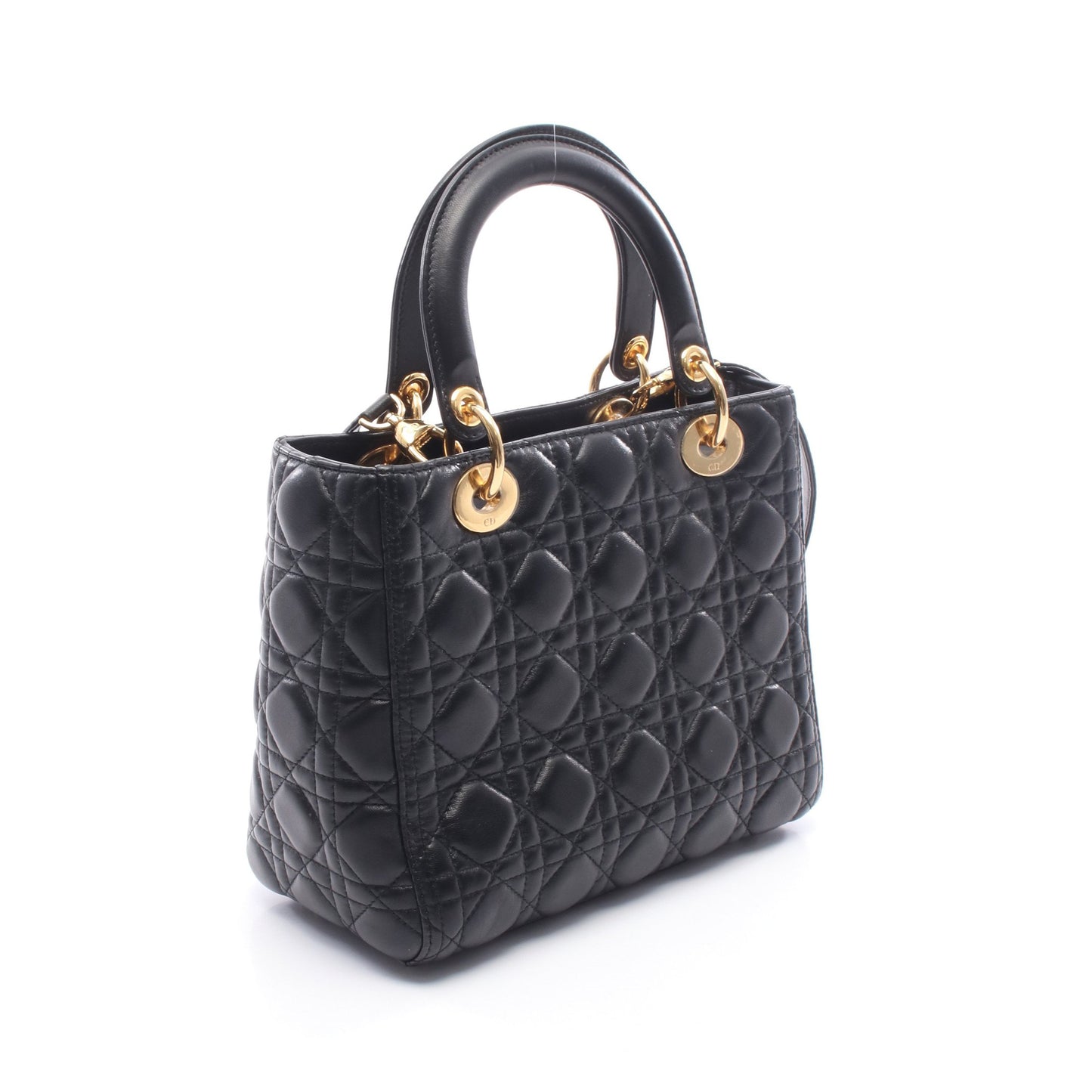 LADY DIOR レディディオール カナージュ ハンドバッグ レザー ブラック 2WAY クリスチャンディオール バッグ Christian Dior