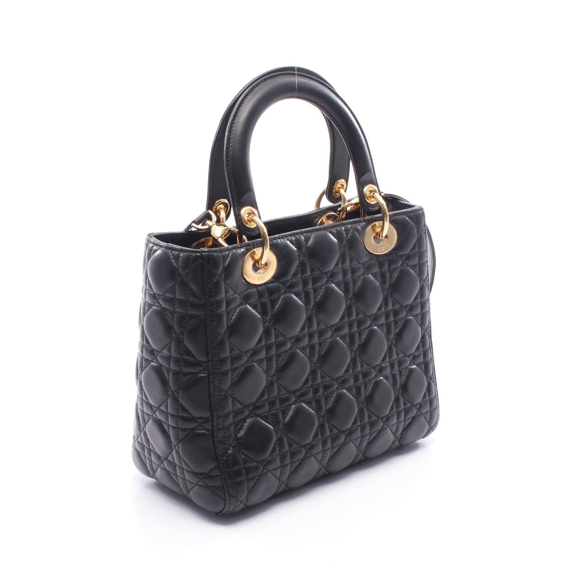 LADY DIOR レディディオール カナージュ ハンドバッグ レザー ブラック 2WAY クリスチャンディオール バッグ Christian Dior