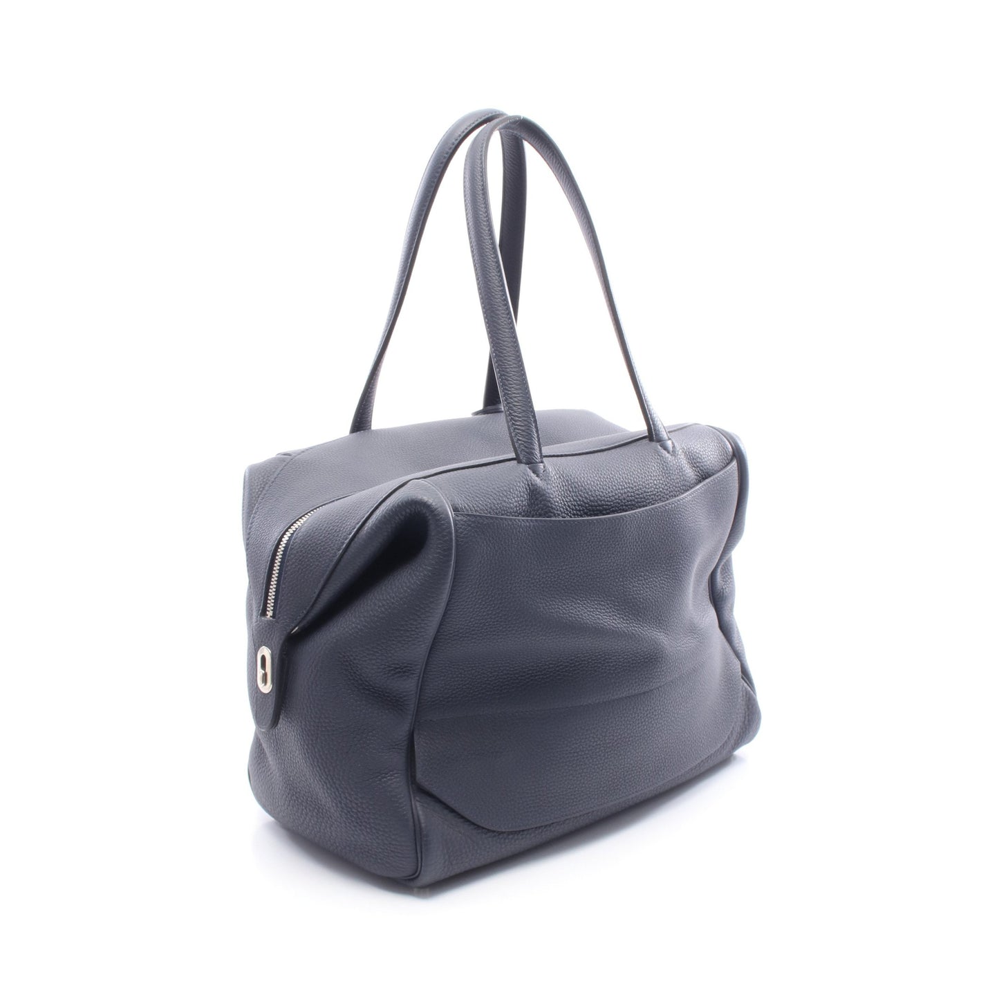ワラゴキャビン35 ブルーニュイ ハンドバッグ トゴ ネイビー シルバー金具 C刻印 エルメス バッグ HERMES