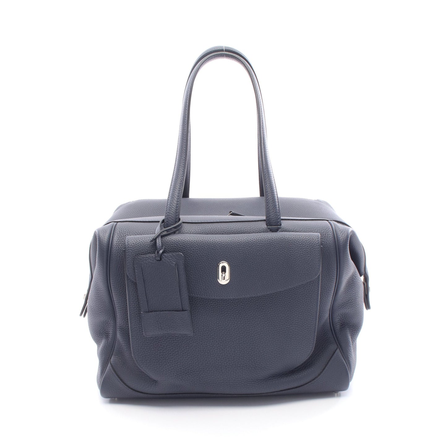 ワラゴキャビン35 ブルーニュイ ハンドバッグ トゴ ネイビー シルバー金具 C刻印 エルメス バッグ HERMES