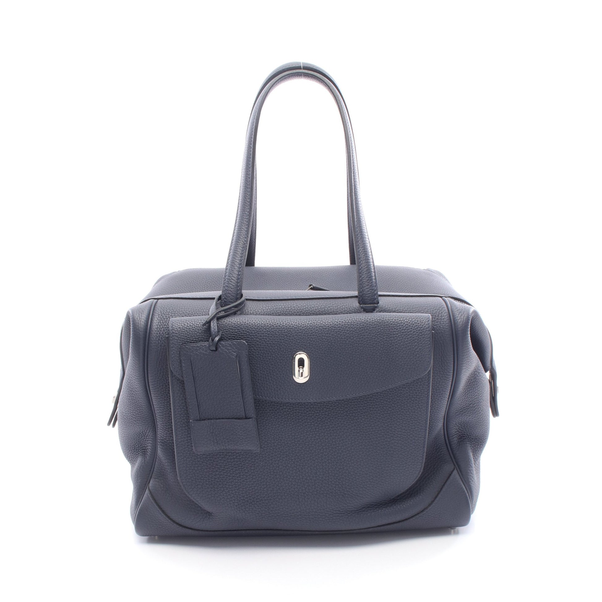 ワラゴキャビン35 ブルーニュイ ハンドバッグ トゴ ネイビー シルバー金具 C刻印 エルメス バッグ HERMES