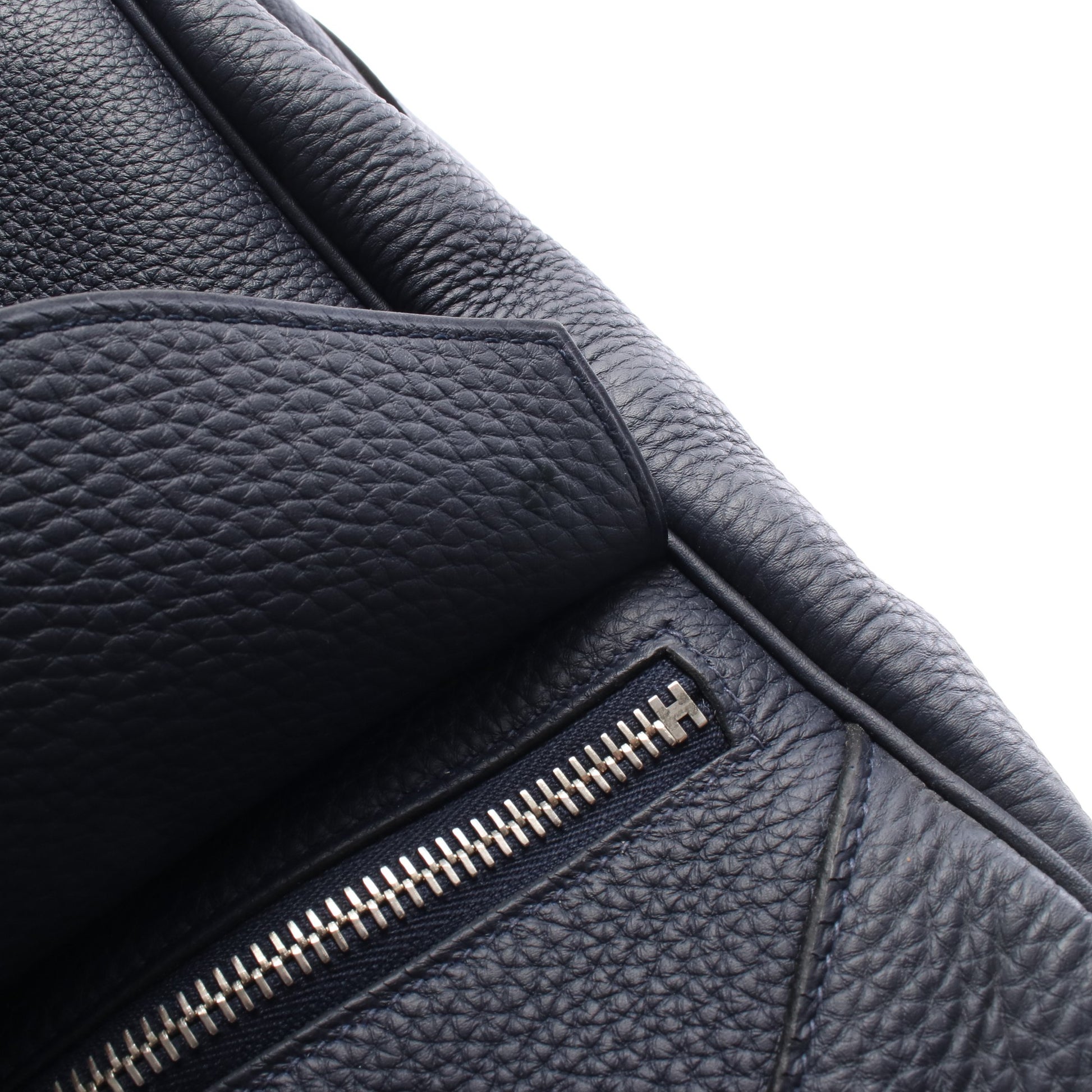 ワラゴキャビン35 ブルーニュイ ハンドバッグ トゴ ネイビー シルバー金具 C刻印 エルメス バッグ HERMES