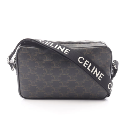 トリオンフ ミディアム メッセンジャーバッグ ショルダーバッグ PVC レザー ダークブラウン ブラック セリーヌ バッグ CELINE