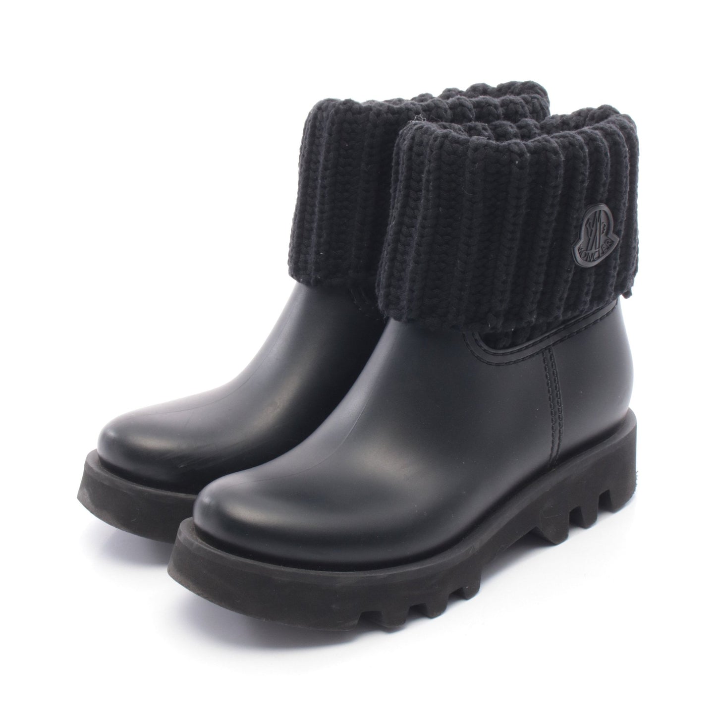 GINETTE レインブーツ レインシューズ ラバー ニットファブリック ブラック モンクレール シューズ MONCLER