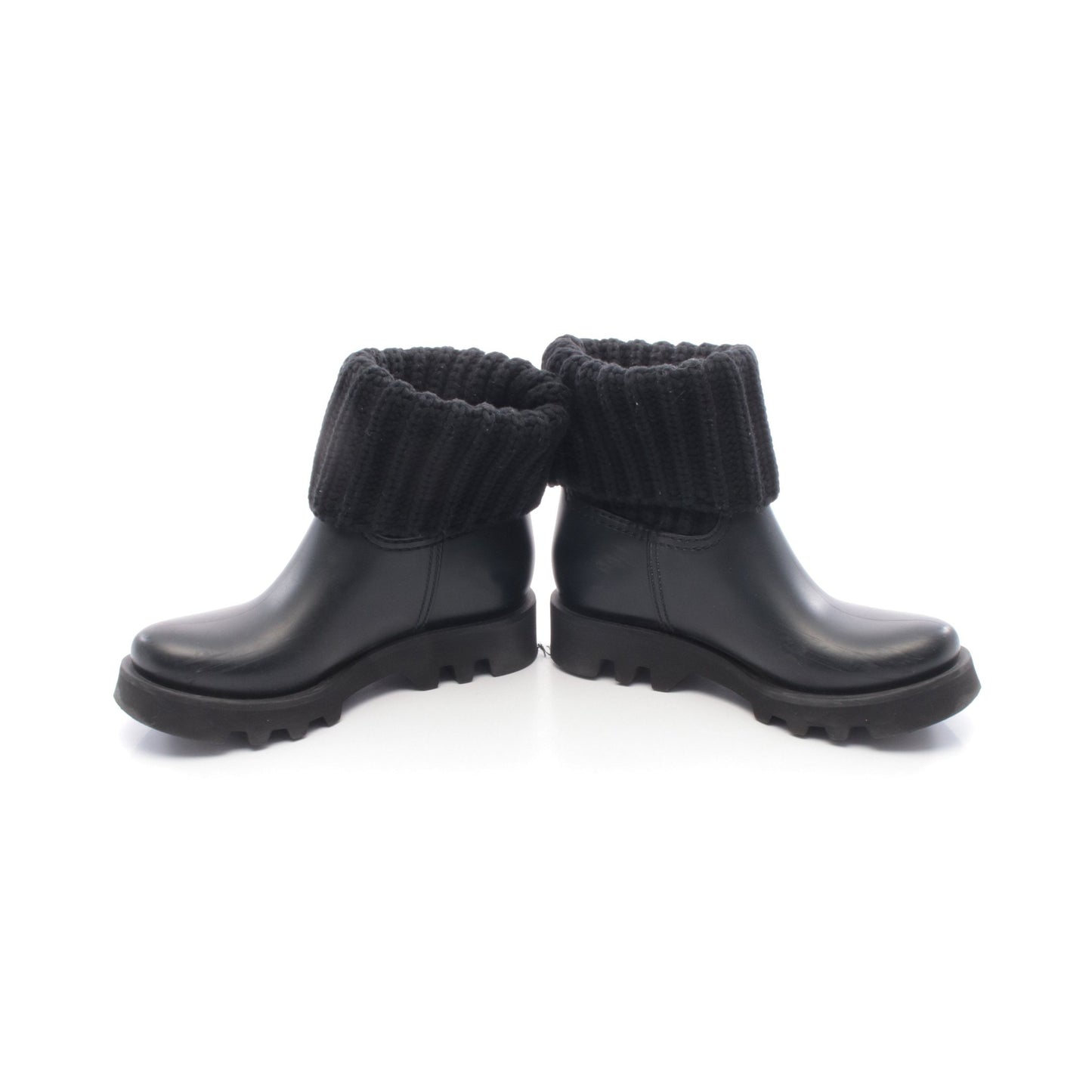 GINETTE レインブーツ レインシューズ ラバー ニットファブリック ブラック モンクレール シューズ MONCLER
