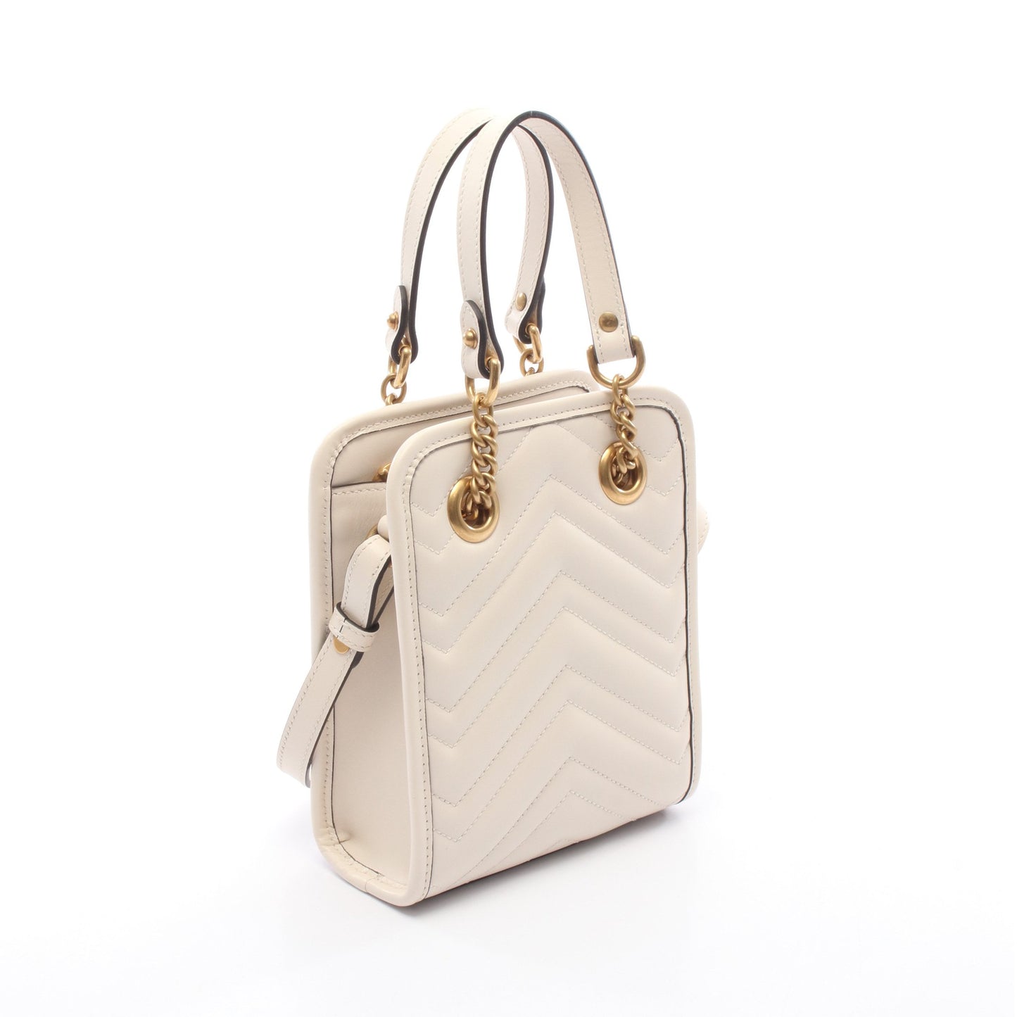 GGマーモント チェーンハンドバッグ レザー ホワイト 2WAY グッチ バッグ GUCCI