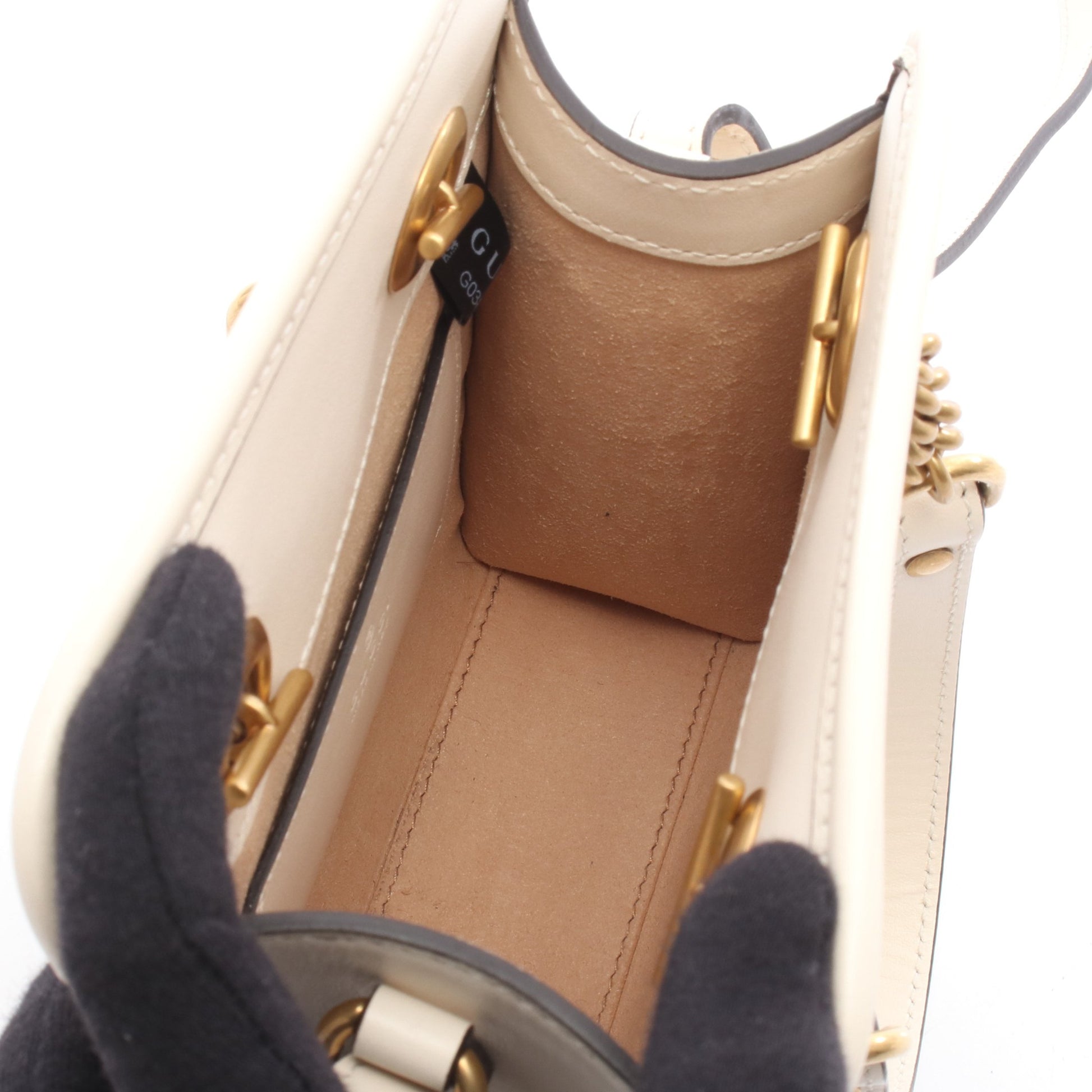 GGマーモント チェーンハンドバッグ レザー ホワイト 2WAY グッチ バッグ GUCCI