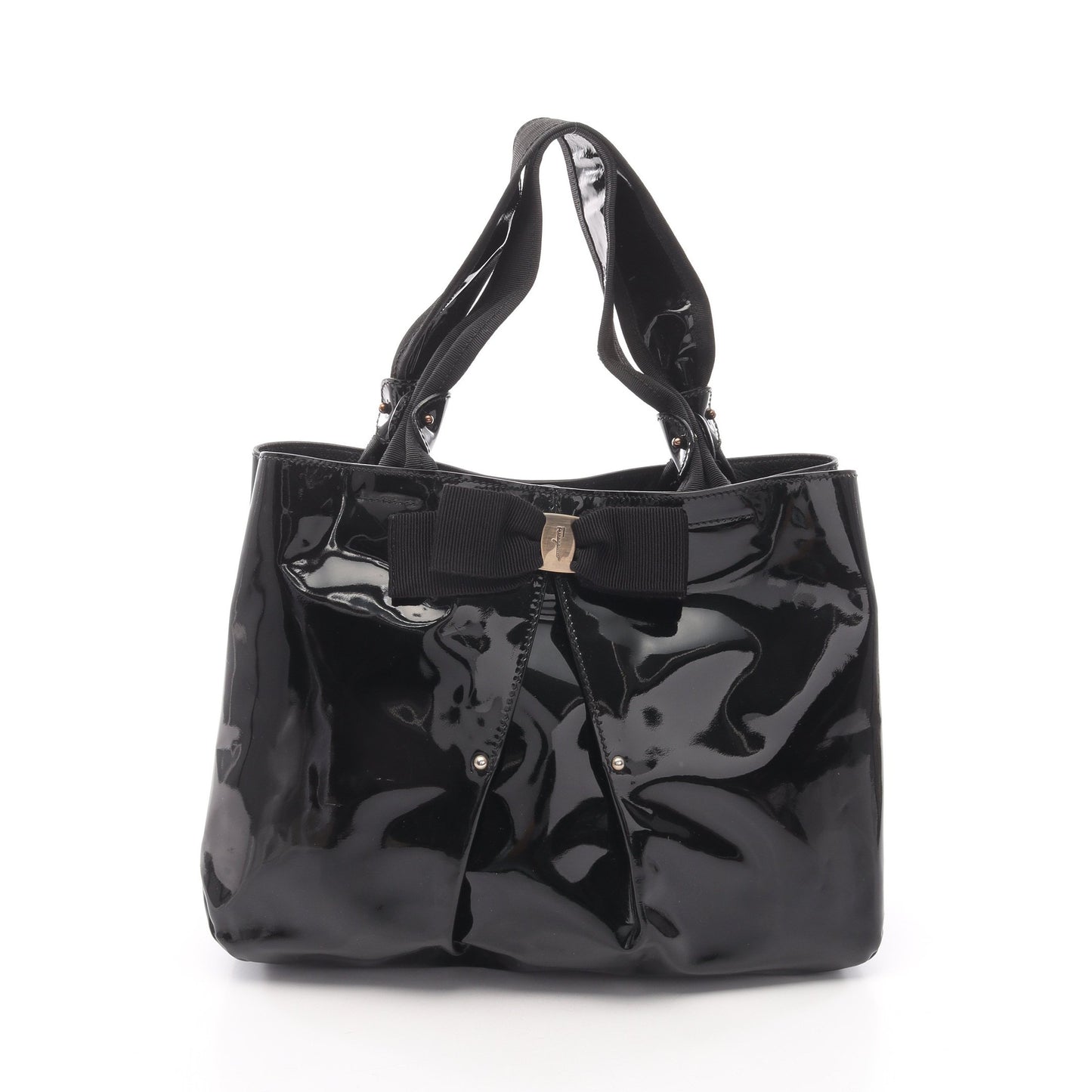 ヴァラリボン ハンドバッグ トートバッグ エナメルレザー ブラック サルヴァトーレフェラガモ バッグ Salvatore Ferragamo
